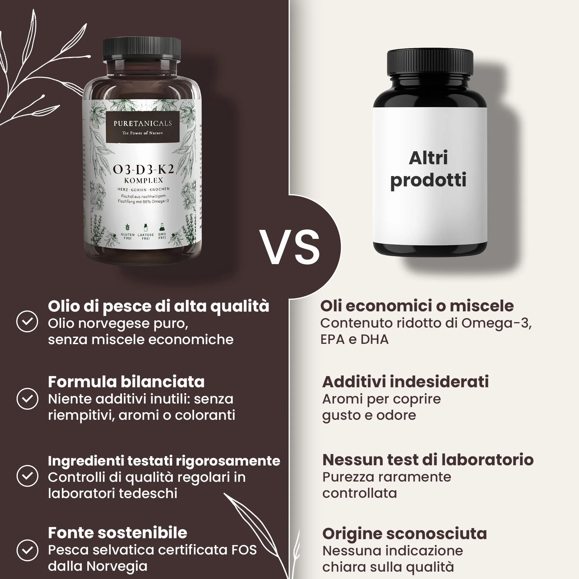 Omega 3 + Vitamina D3 + K2 Gocce MK7 All-Trans - Integratore Alto Dosaggio Omega3 EPA DHA 240 Capsule