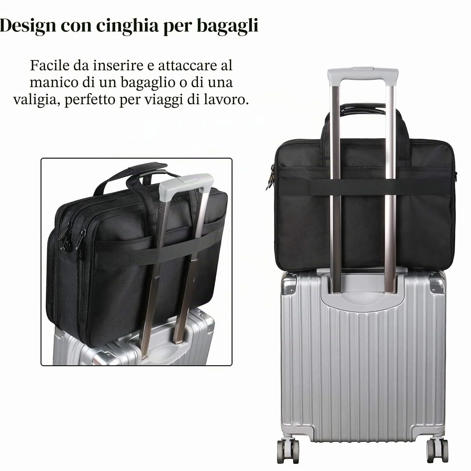 Borsa per laptop 17 pollici, valigetta da lavoro grande per uomo donna borsa a tracolla impermeabile borsa a tracolla, borsa per computer multifunzione espandibile per laptop tablet notebook, nero