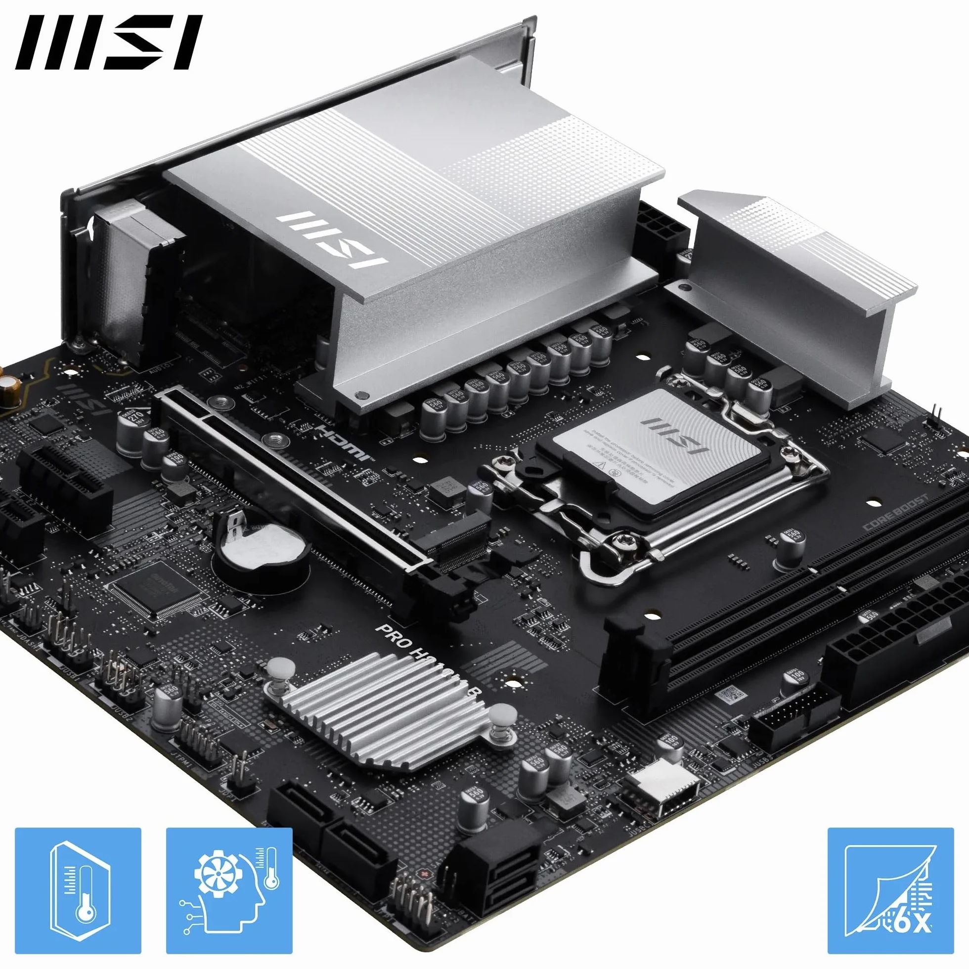 MSI PRO H810M-B Scheda Madre mATX – Supporta Intel Core Ultra (Serie 2) LGA 1851 – DDR5 Memory Boost (6400 MT/s MAX), PCIe 5.0 x16, M.2 Gen4, LAN 2.5G