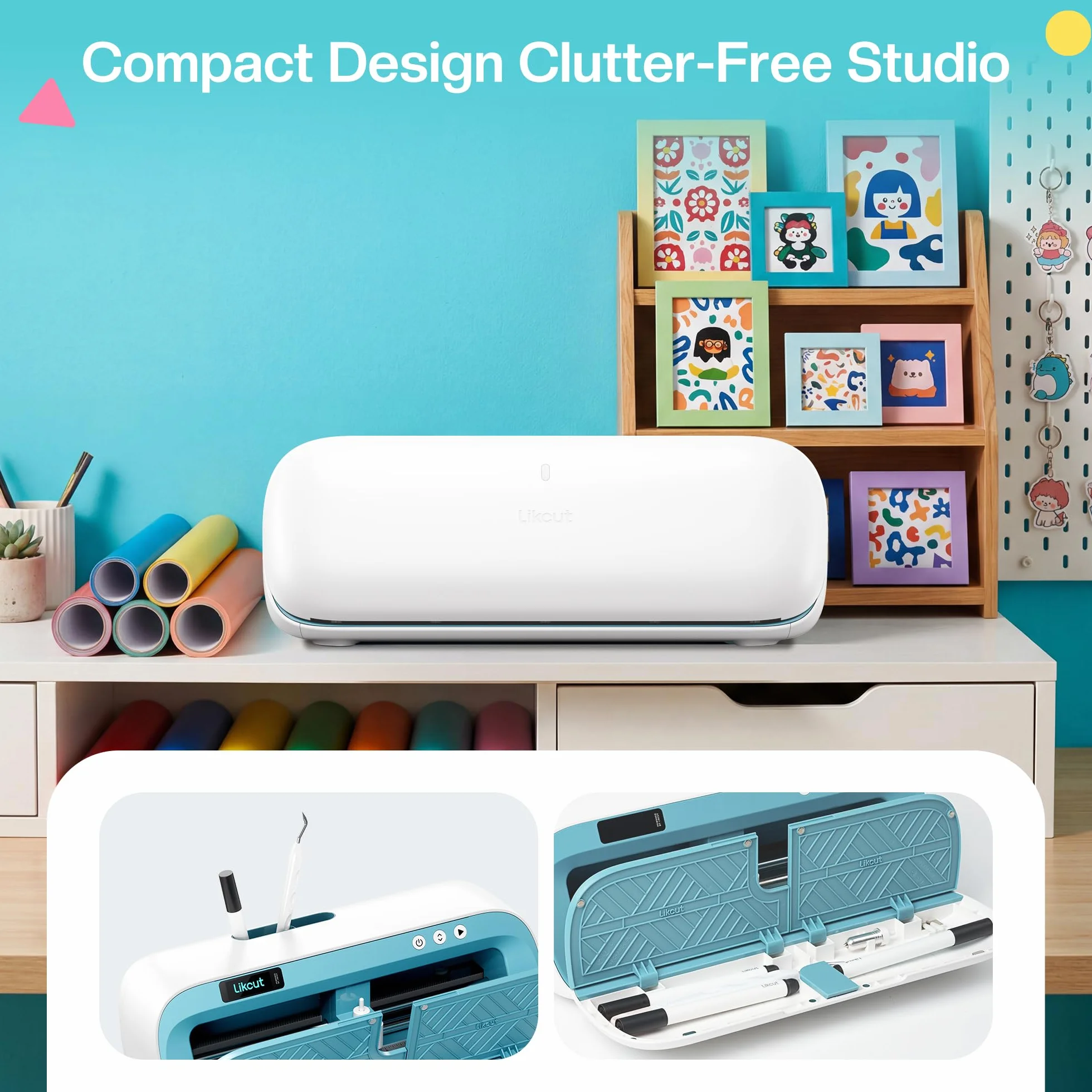 Likcut S41 Plotter da Taglio A4, Starter Kit per Principianti, Macchina per Stickers con Stampa e Taglio, Taglia Vinile, HTV e Cartoncino, Blu