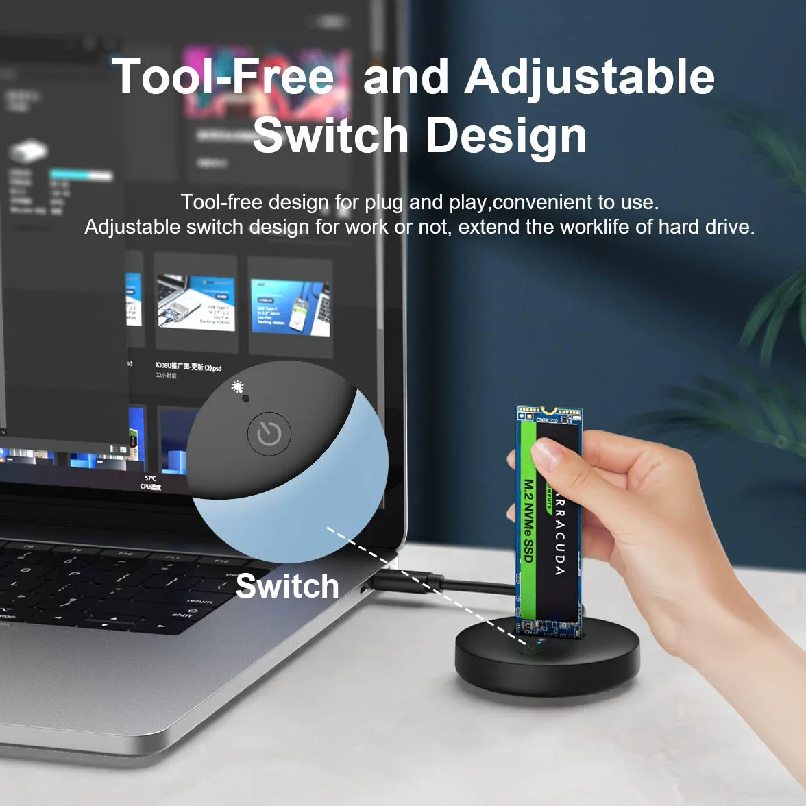 M.2 NVMe SSD Docking Station USB-C Reader USB 3.1 Gen2 10 Gbps Duplicator
