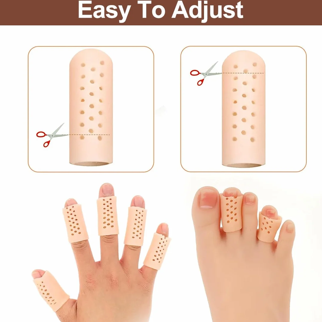 12 Pezzi Protezioni per Dita in Silicone, Gel Manicotti per Pollici, Elastici, Colore Pelle
