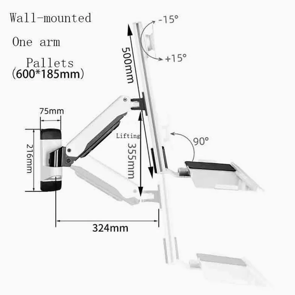 Braccio Monitor Supporto for Monitor a Parete con Braccio Singolo e Vassoio for Schermo Singolo da 15 a 27 Pollici Supporto Monitor