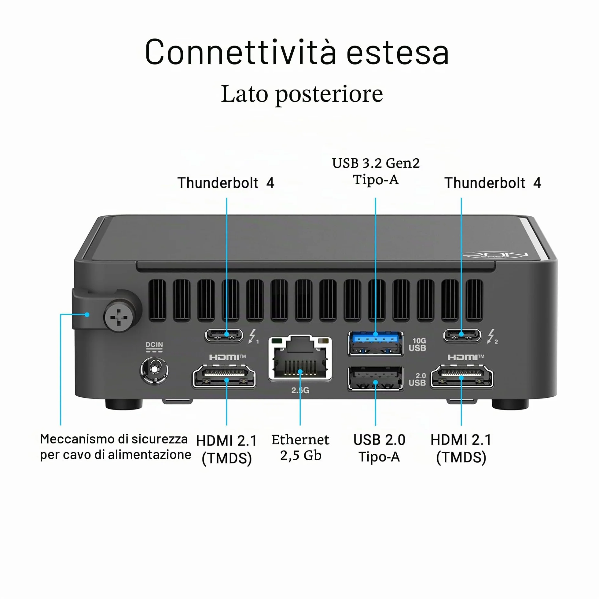 ASUS NUC 15 Pro Mini PC Intel Core 3 100U 96GB DDR5-6400 SSD M.2 Intel Arc Wi-Fi 7 Bluetooth 5.4 Nero
