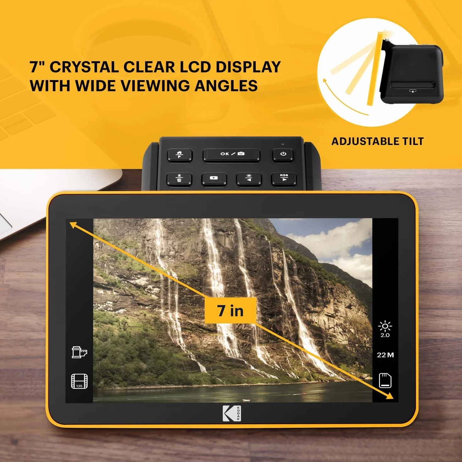 KODAK Slide N Scan Digital Film Scanner 7" LCD 22MP HD JPEG RODFS70