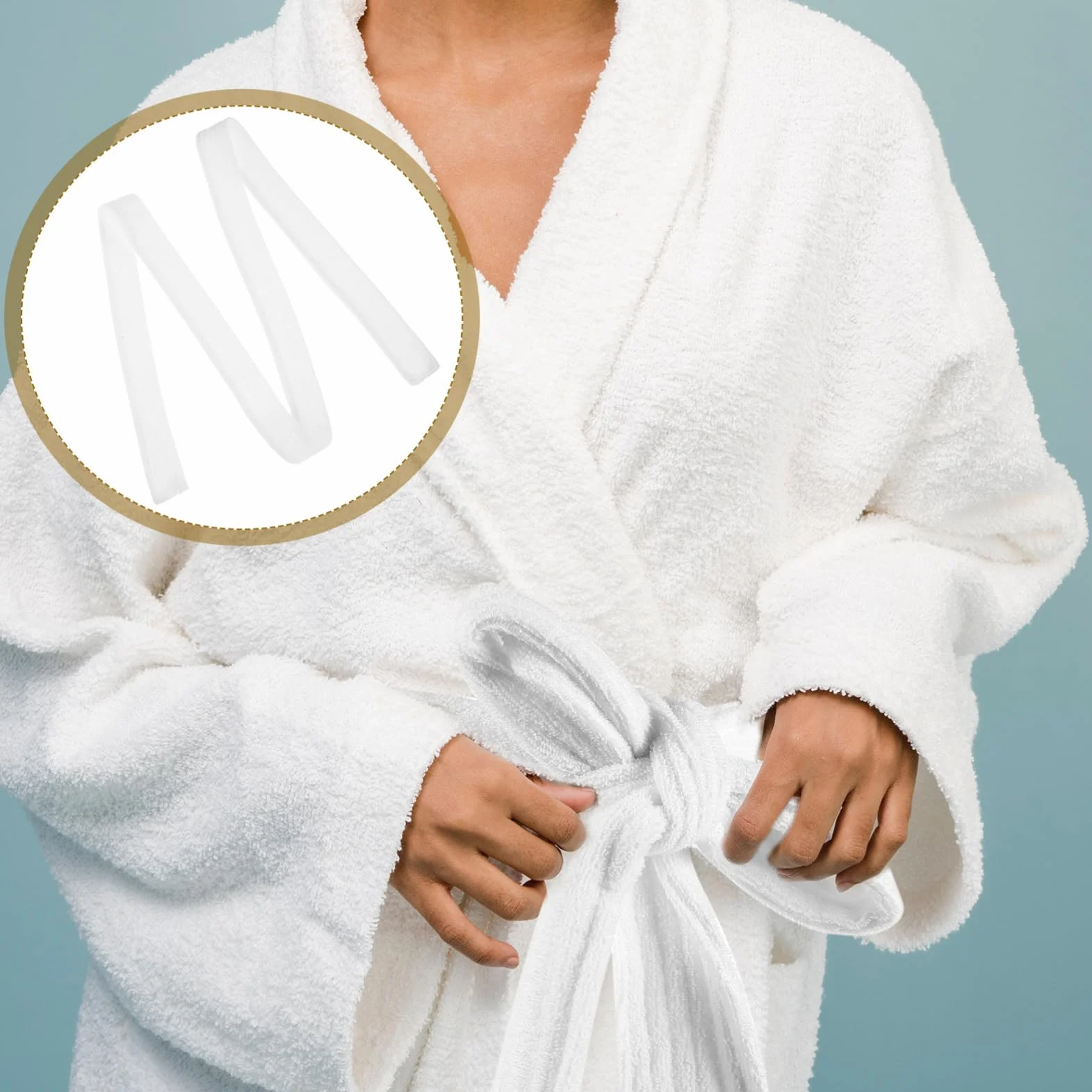Cintura per Accappatoio Bianca in Materiale Toweling Lavabile a Mano Confezione 2 Pezzi