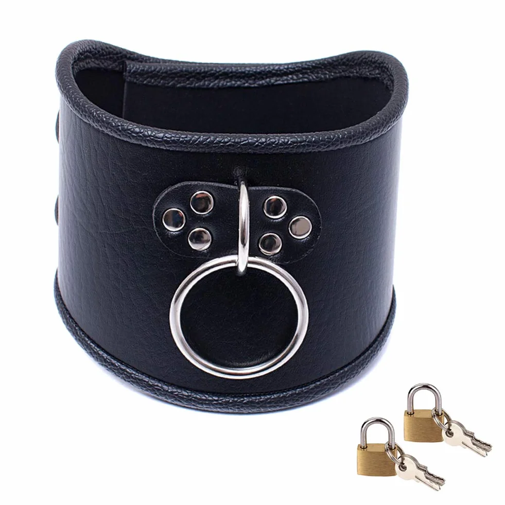 Roluck Collare in pelle con grande O-Ring SM Choker Punk Sex Giocattolo