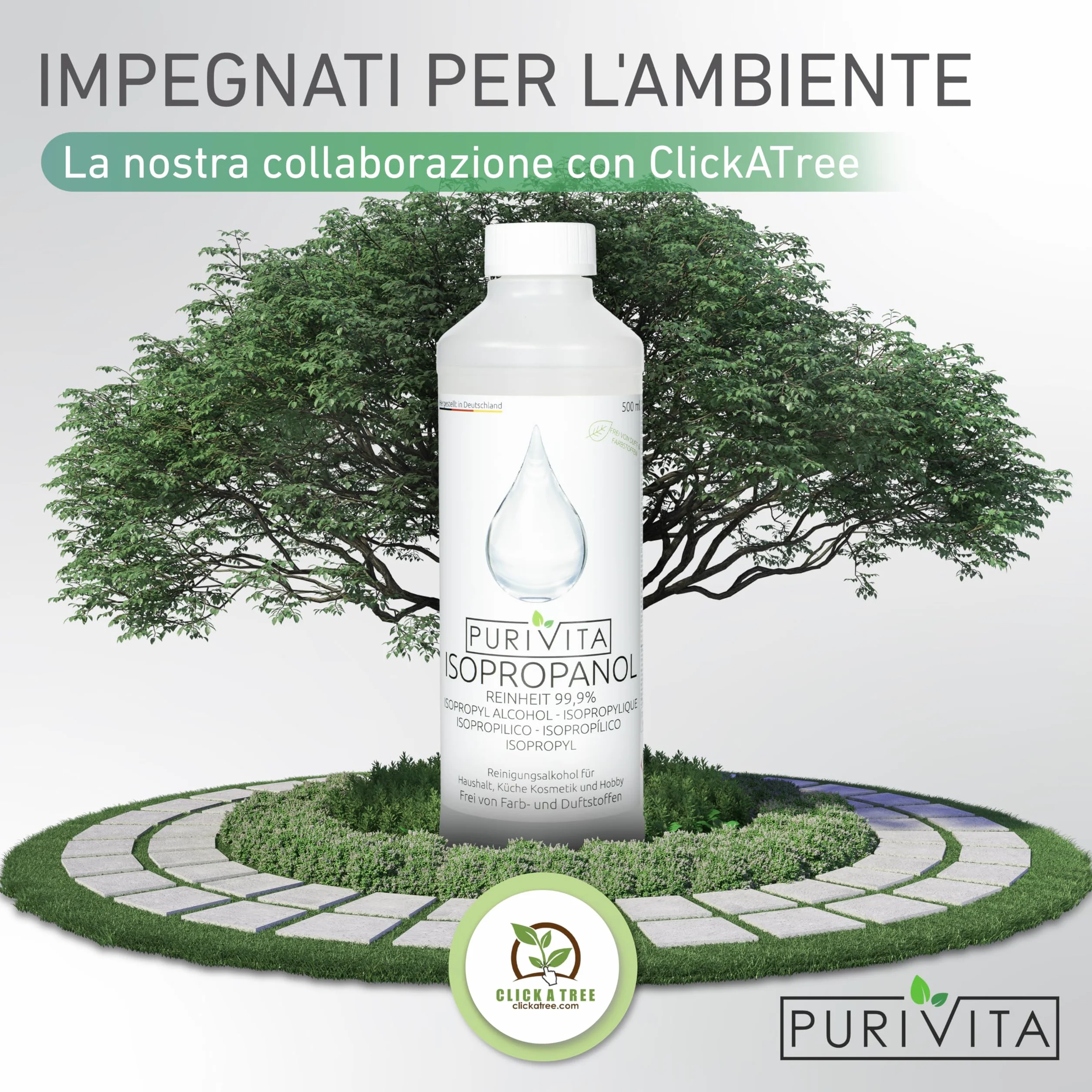 PURIVITA Alcool Isoproilico 99,9% 500ML Isopropyl Alcohol Disinfettante Detergente