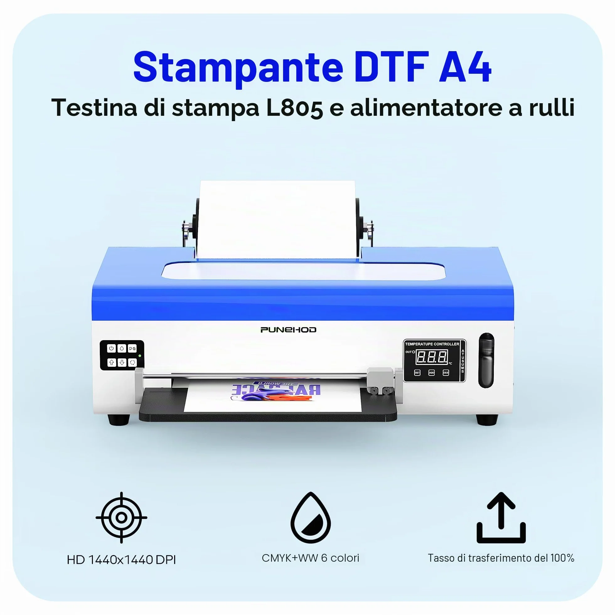 PUNEHOD Stampante della maglietta di DTF A4, direttamente alla macchina da stampa del film con mescolamento dell'inchiostro bianco