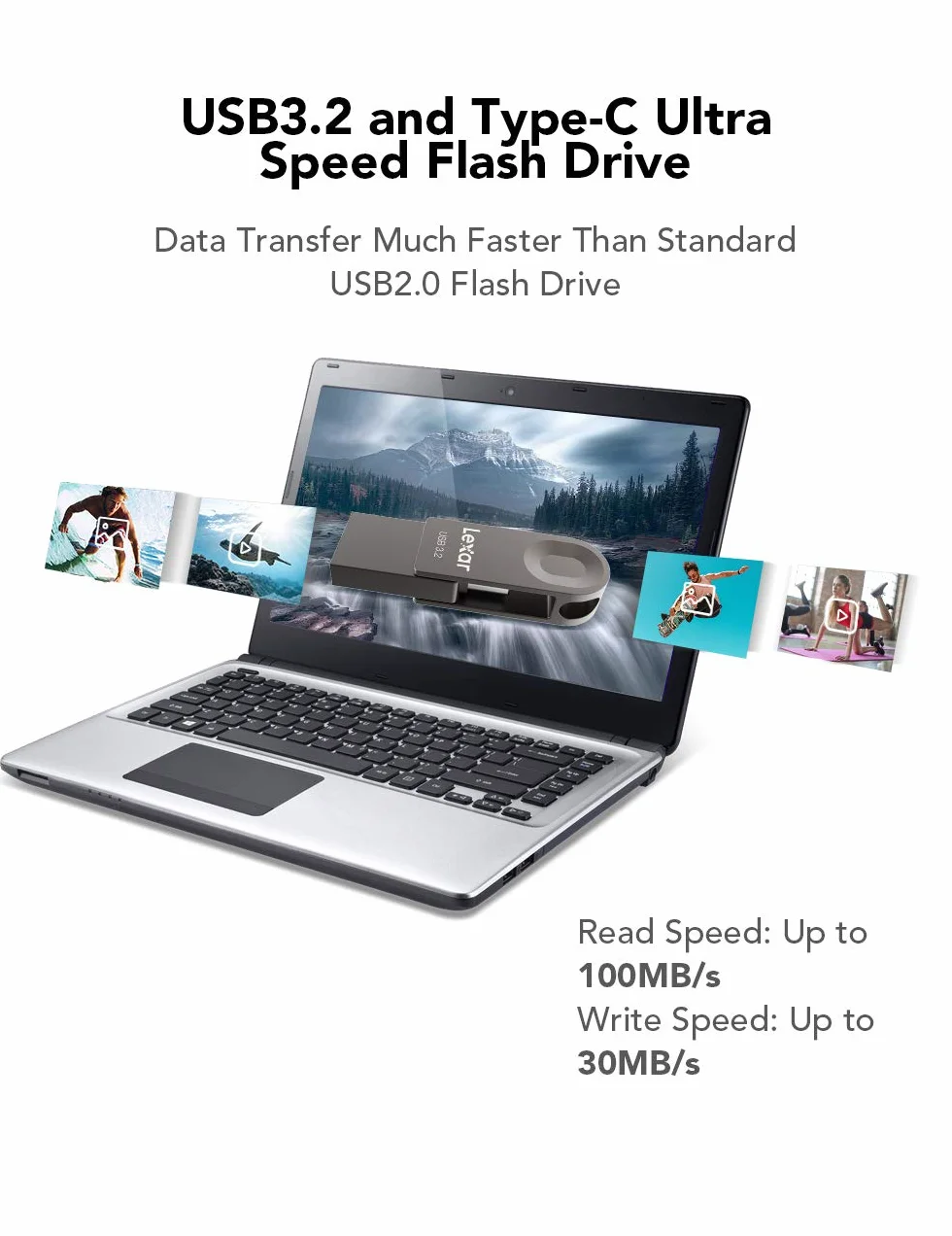 Lexar 128GB Dual Drive USB 3.2 Gen 1 Pen Drive, USB Type C and Type A Connectors, Supports OTG Tablet, Mac and Computer, Laptop, Car, TV, Smartphone, Android