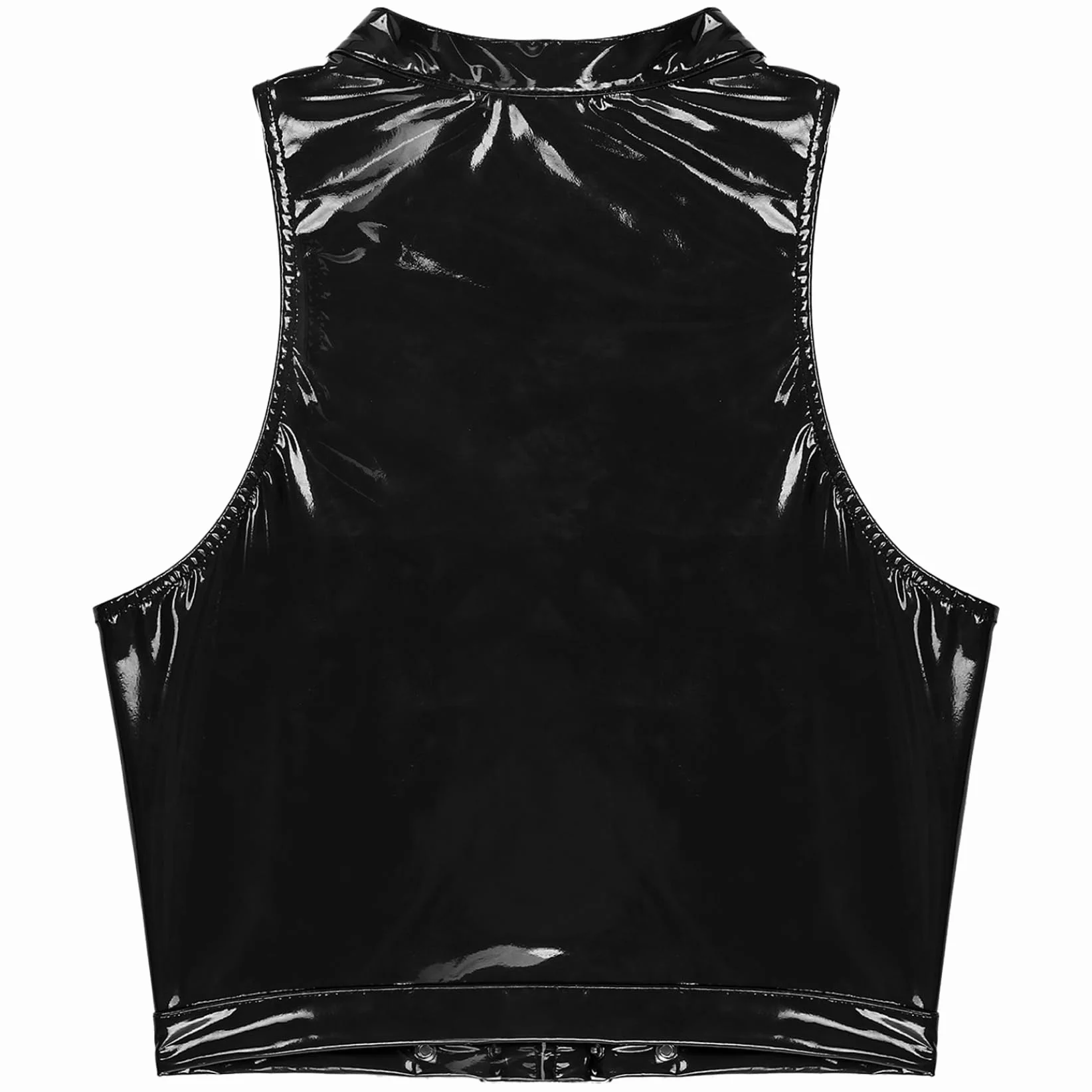 Sexy Crop Top in Pelle Verniciata Uomo Canottiera Bandage Slim Fit Tshirt Wetlook Erotico Lingerie Imbracatura Gay Abbigliamento da Club