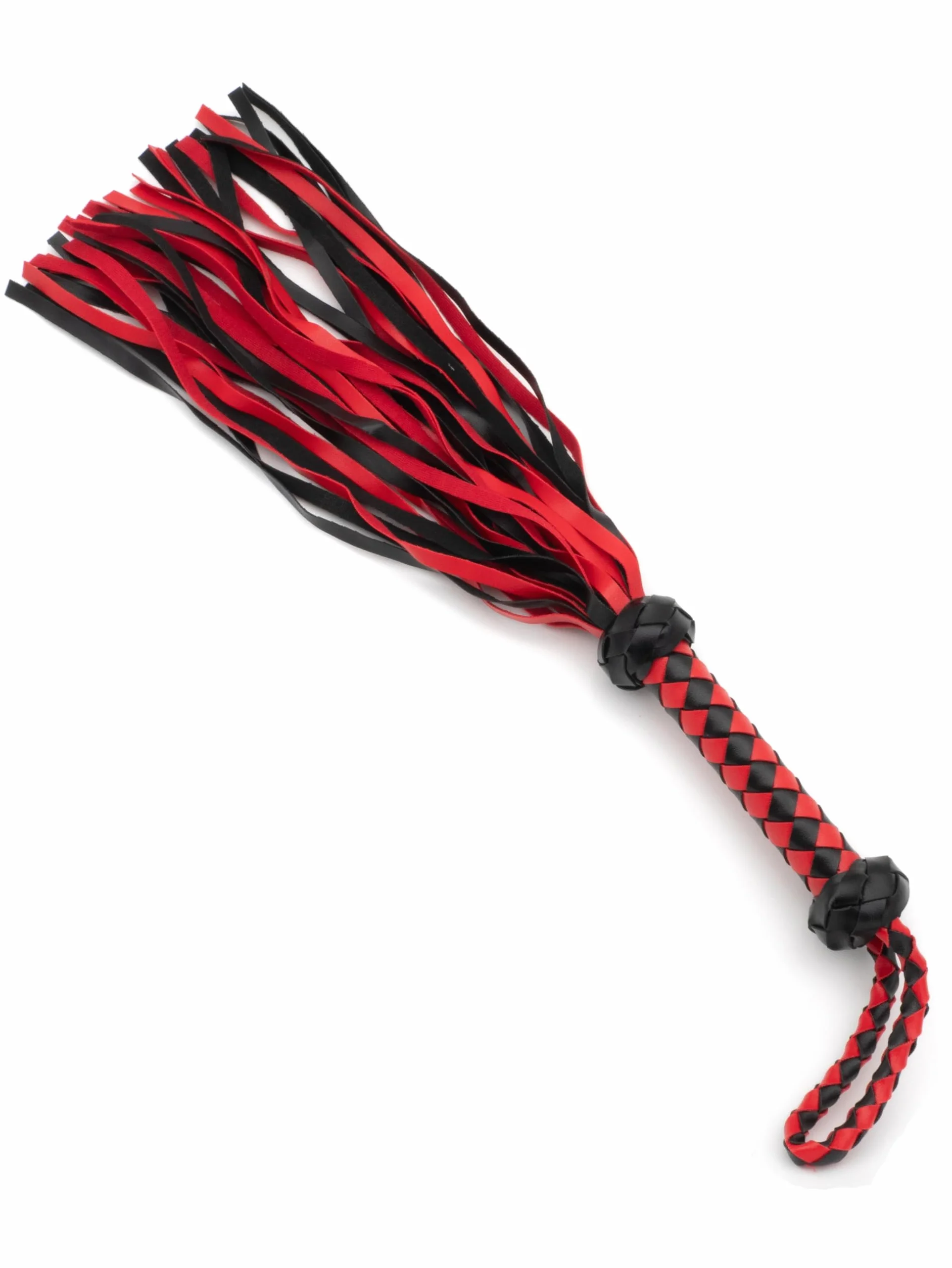 Frusta Frustino nero e rosso con disegni rombi sul manico gatto 9 code flogger