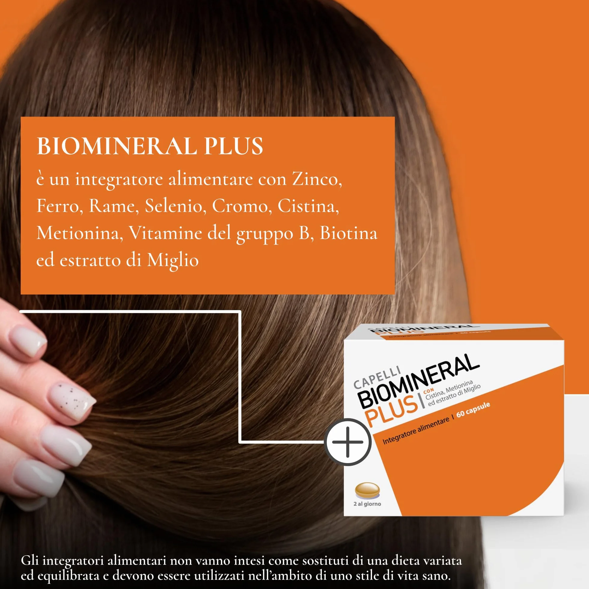 Biomineral Plus Capelli 60 Compresse Integratore Capelli con Cistina Metionina Biotina