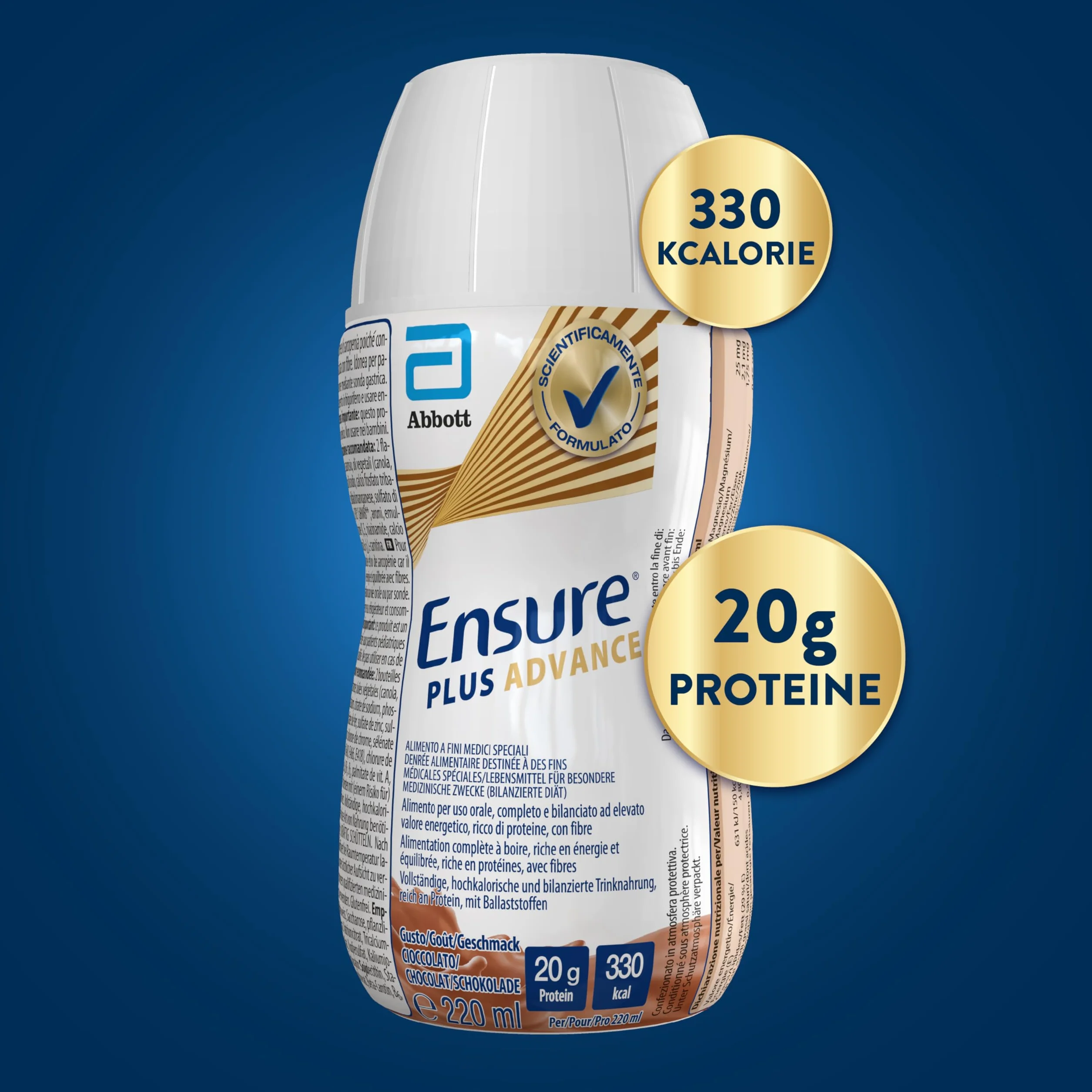 Ensure Plus Advance Supplemento Nutrizionale Ipercalorico Iperproteico 4x220ml Gusto Cioccolato
