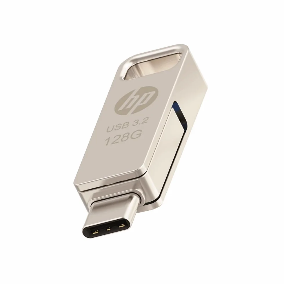 HP 128GB x206c USB OTG 3.2 Tipo-C/Tipo-A Unità Flash in Metallo, fino a 120MB/s in lettura