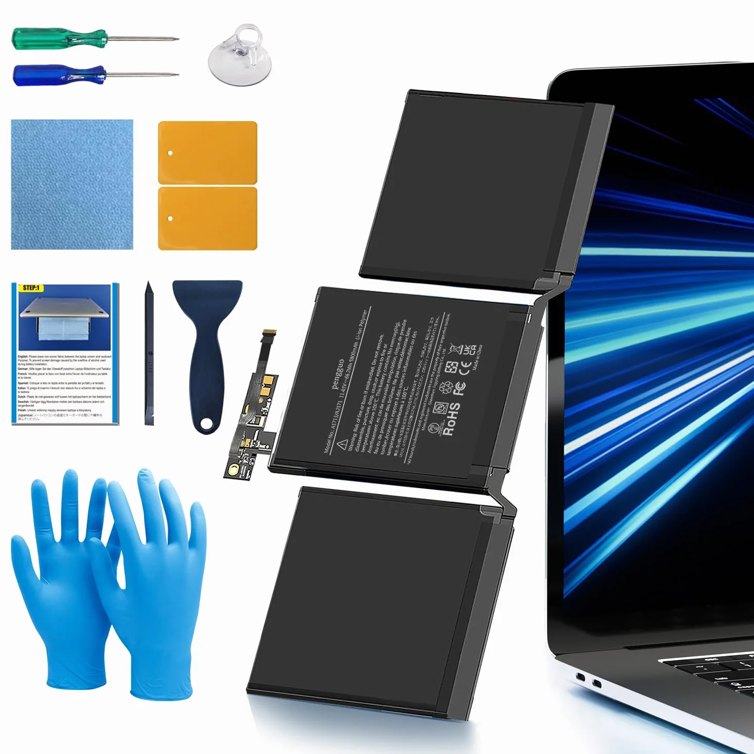 Batteria A1713 per MacBook Pro 13 pollici A1708 fine 2016 metà 2017 EMC 2978 3164, batteria sostitutiva A2171 per MacBook Pro 13 pollici A2159 (2019) A2289 (2020) A2338 (2020) capacità superiore