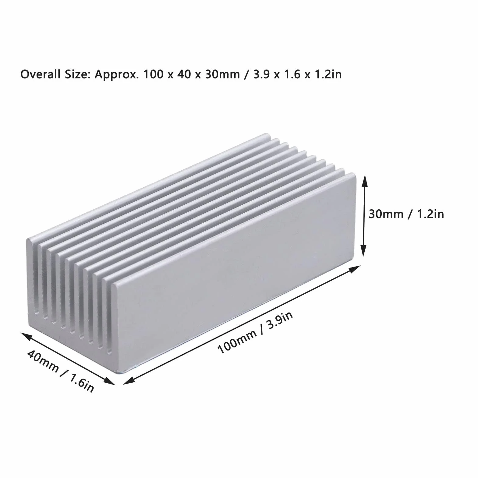 Radiatore di Raffreddamento a Dissipazione di Calore in Alluminio 2 Pezzi per Scheda di Alimentazione della CPU 100x40x30mm(With thermal conductive adhesive)