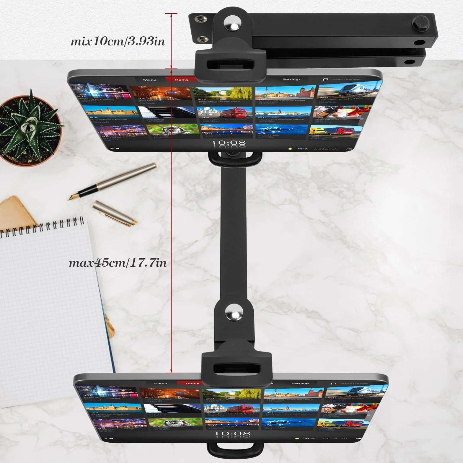 Dadabig Supporto da Parete per Tablet, Supporto Muro Tablet con Braccio Regolabile, Supporto Tablet Girevole a 360° Gradi per Tutti Smartphone e Tablet da 4-13 Pollici