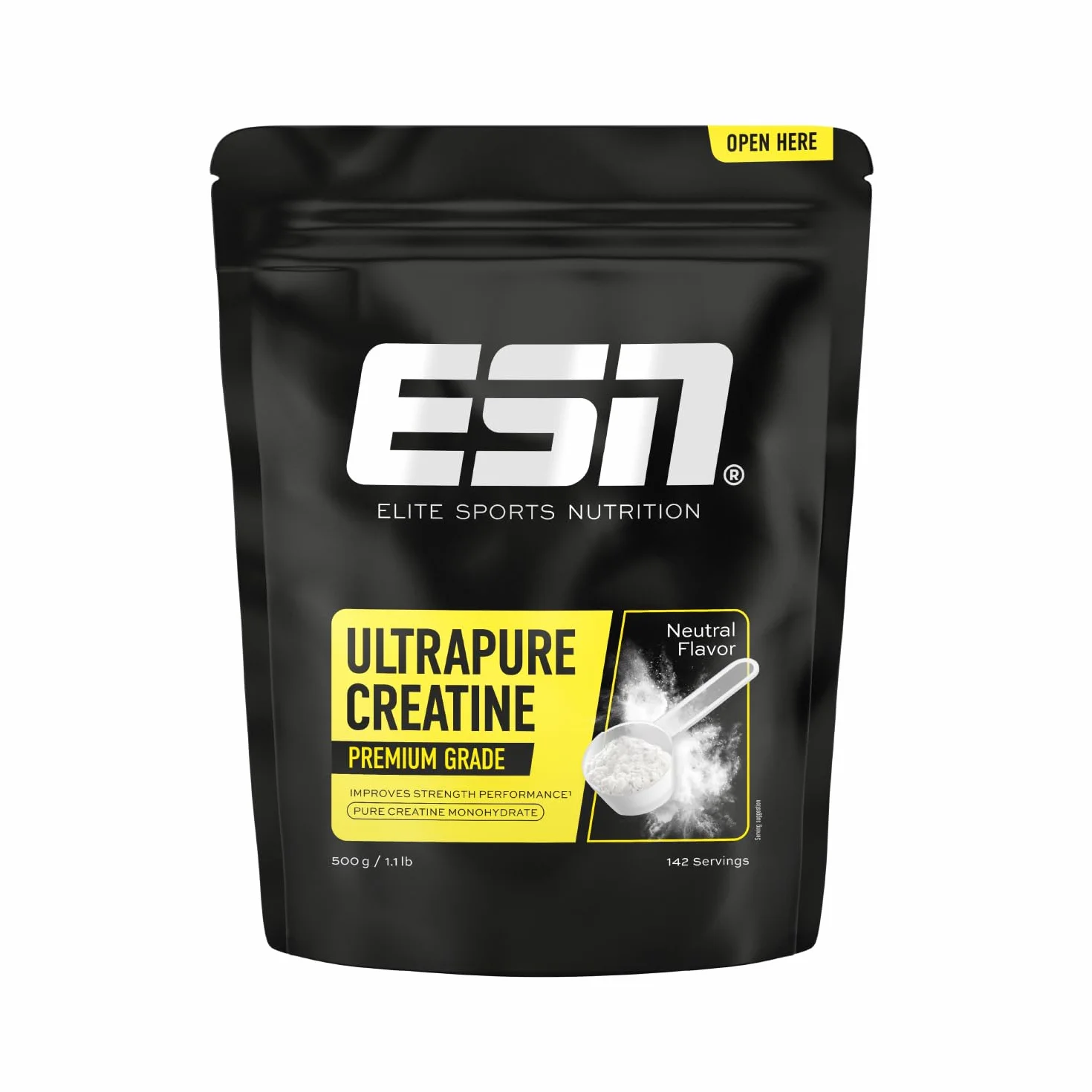 ESN Ultrapure Creatina Monoidrata in Polvere Pura 500 g - Integratore Vegano per Allenamento e Sport