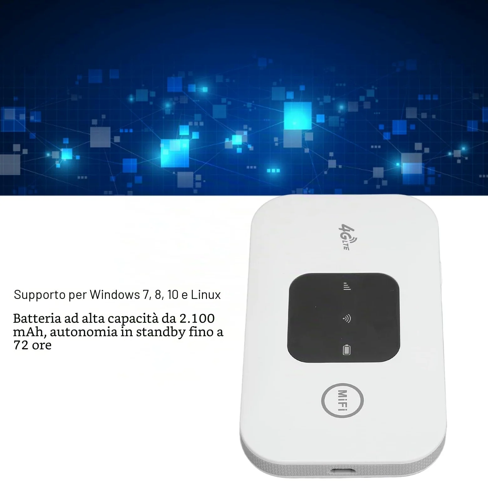 Pavv Router di Rete Wireless, Hotspot Internet 4G LTE Tascabile con Slot per Scheda SIM, Display a LED, 2100 mAh, 10 utenti collegati, dongle Modem WiFi per Telefono Computer Portatile
