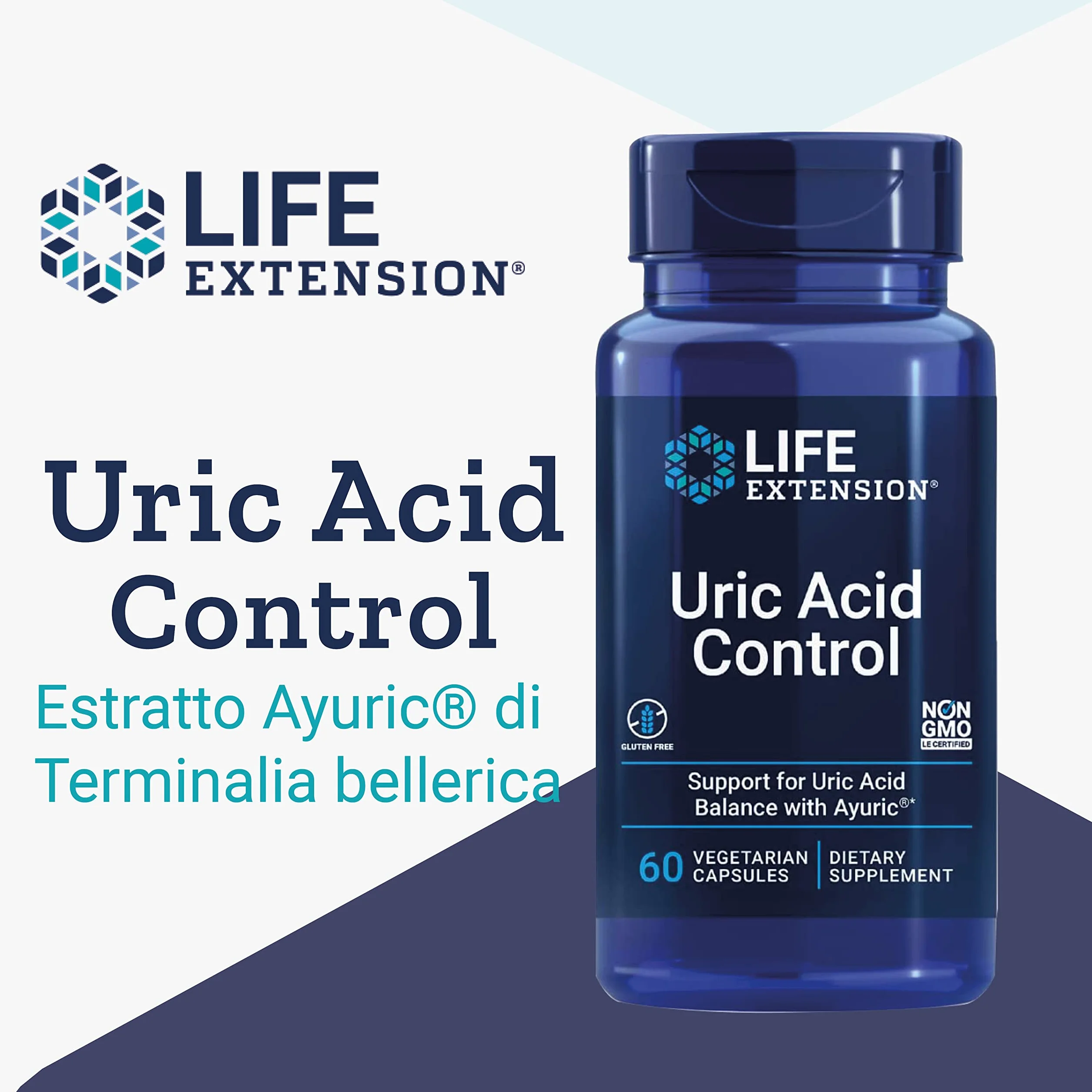 Life Extension Uric Acid Control, Terminalia Bellirica 500mg, 60 Capsule Vegane