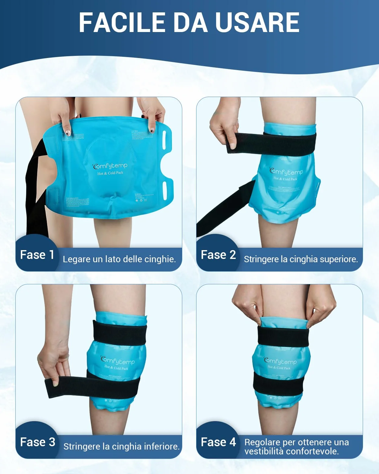 Comfytemp Tasca di Ghiaccio Ginocchio Riutilizzabile, Terapia Caldo e Freddo per Chirurgia Sostituzione del Ginocchio