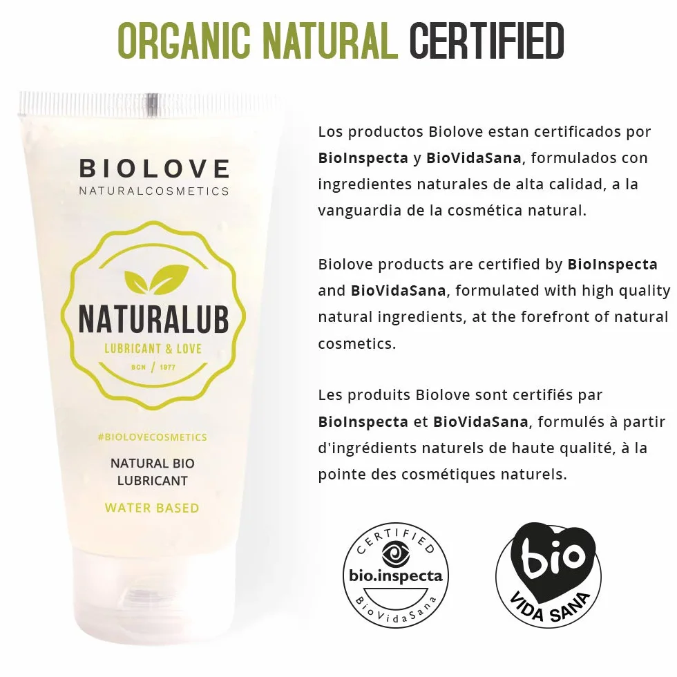Naturalub Gel Lubricante Sessuale a Base d'Acqua 100% Naturale Senza Parabeni, Solfati né Siliconi