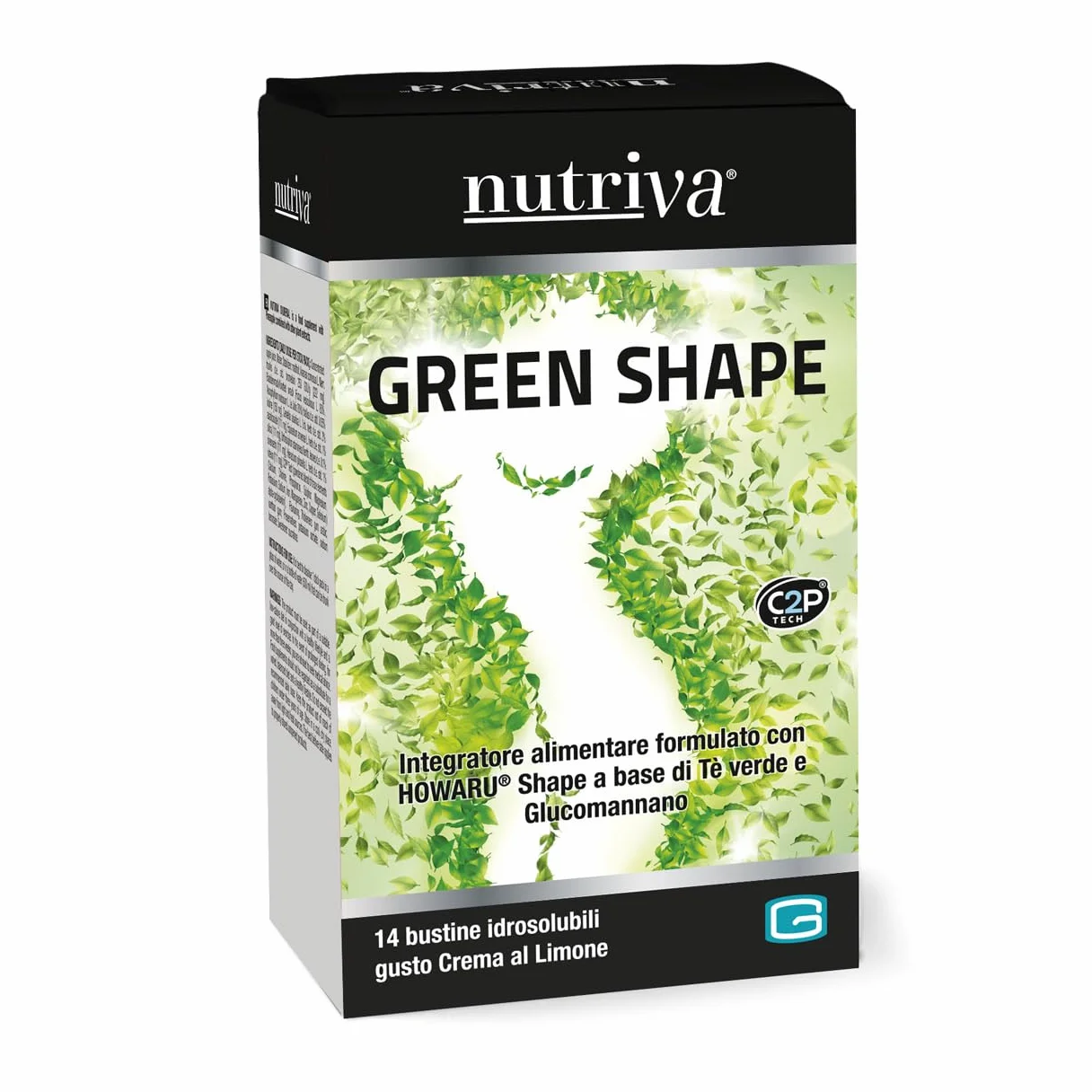 NUTRIVA Green Shape Integratore Alimentare con Glucomannano, Tè Verde e Probiotico HOWARU® B420™, 14 Bustine