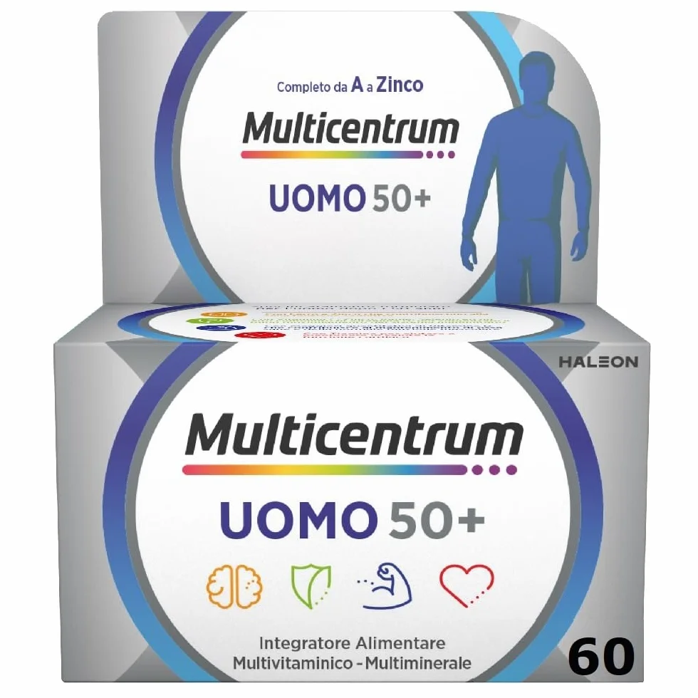 Multicentrum Uomo 50+ Integratore Alimentare Multivitaminico Completo, 60 Compresse