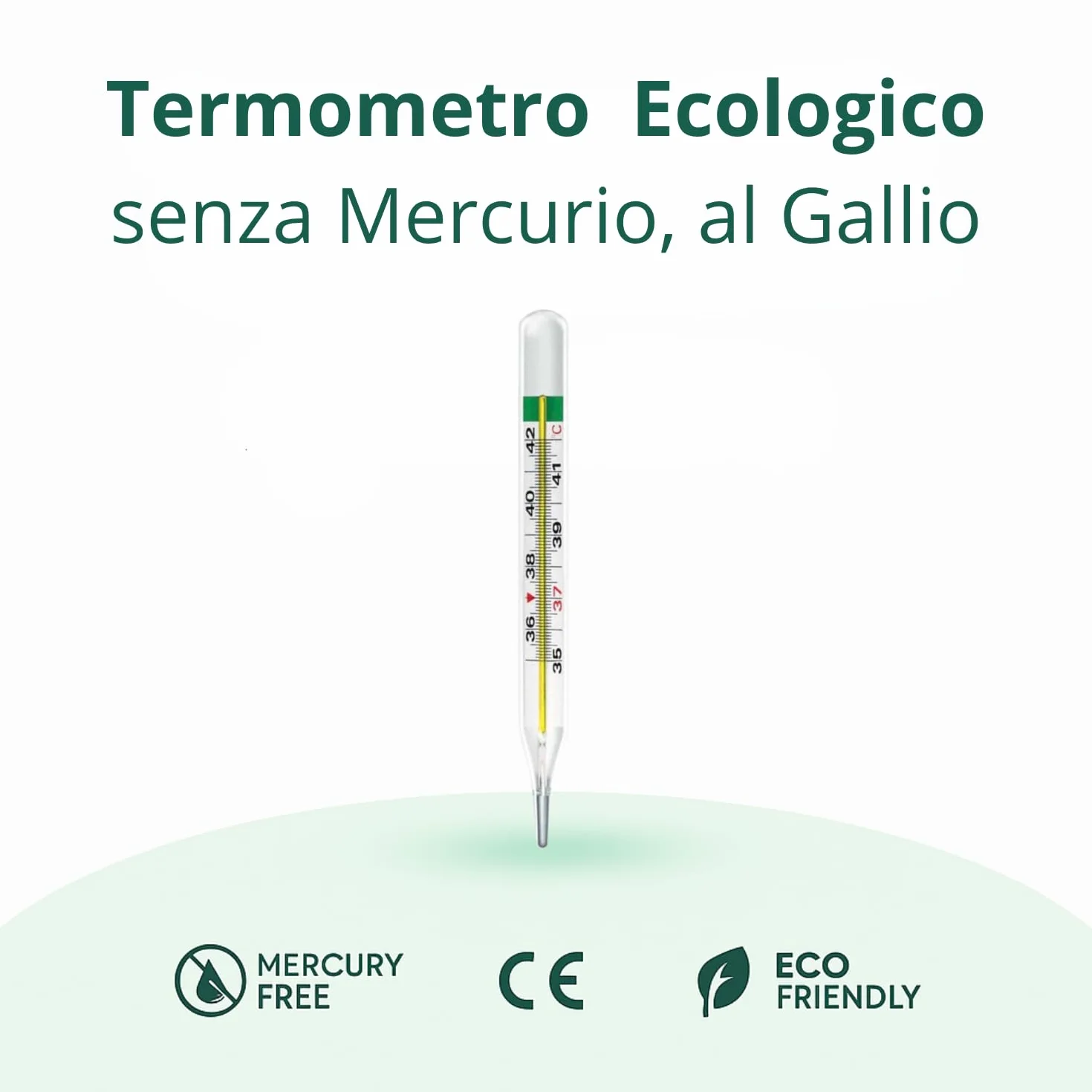 Lamotherm Termometro Ecologico al Gallio per febbre MC-10, Certificato CE, Misuratore Temperatura Corporea Senza Mercurio