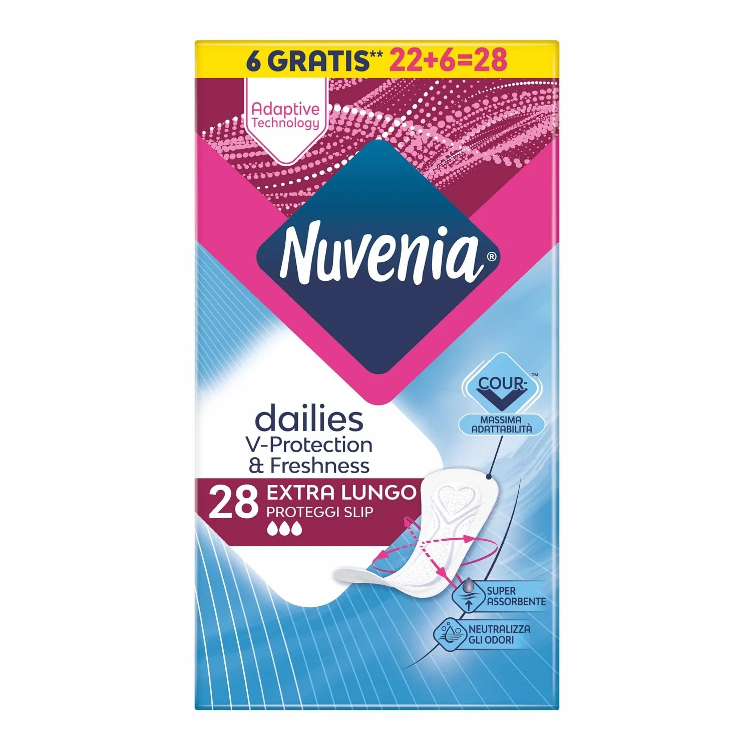 Nuvenia Proteggi Slip Extra Lungo Uso Quotidiano Controllo Odori 28 Pezzi