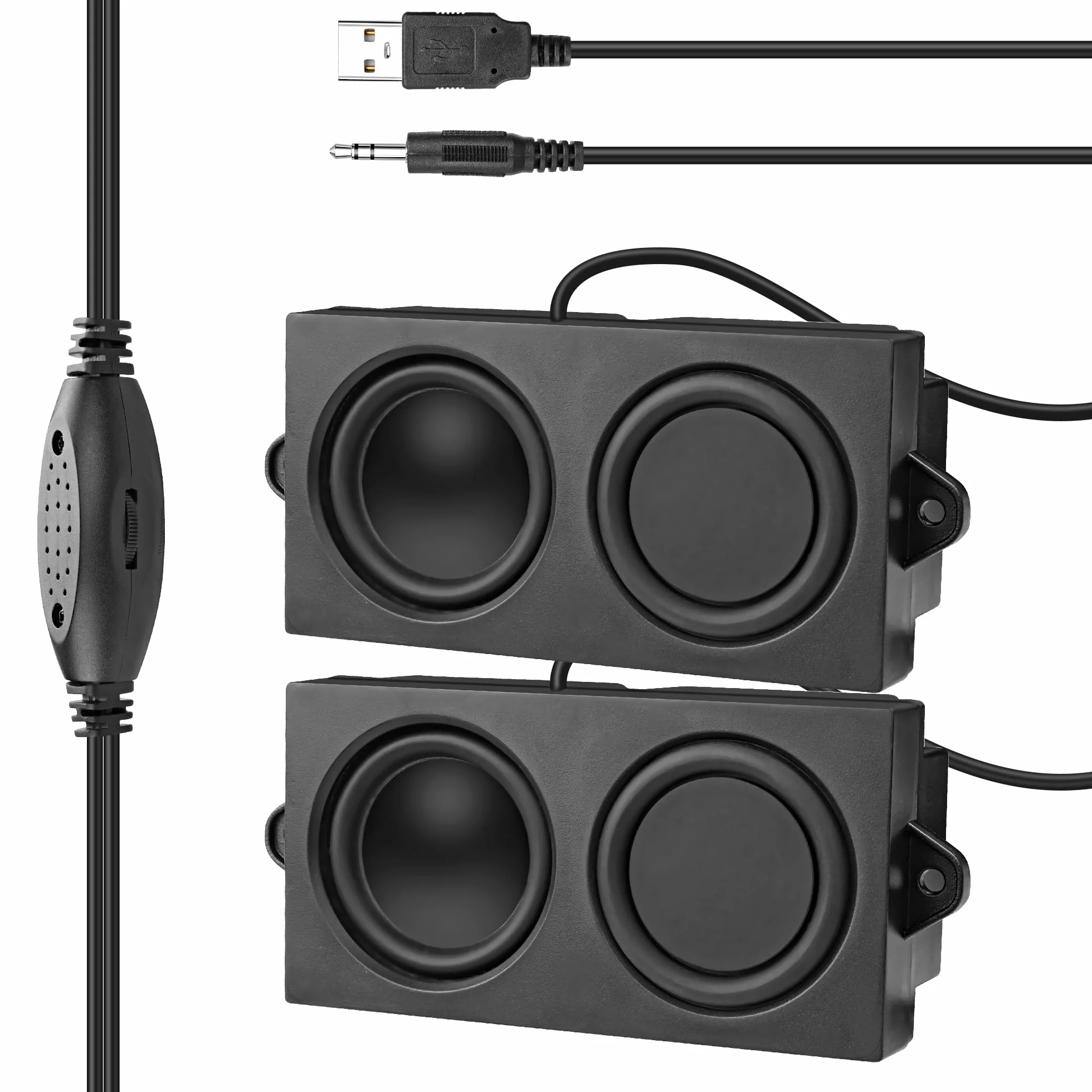 MEIRIYFA Mini Altoparlante USB PC con Controllo Volume 3.5mm AUX Jack Stereo per Desktop Tablet Telefono Nero 1.2M