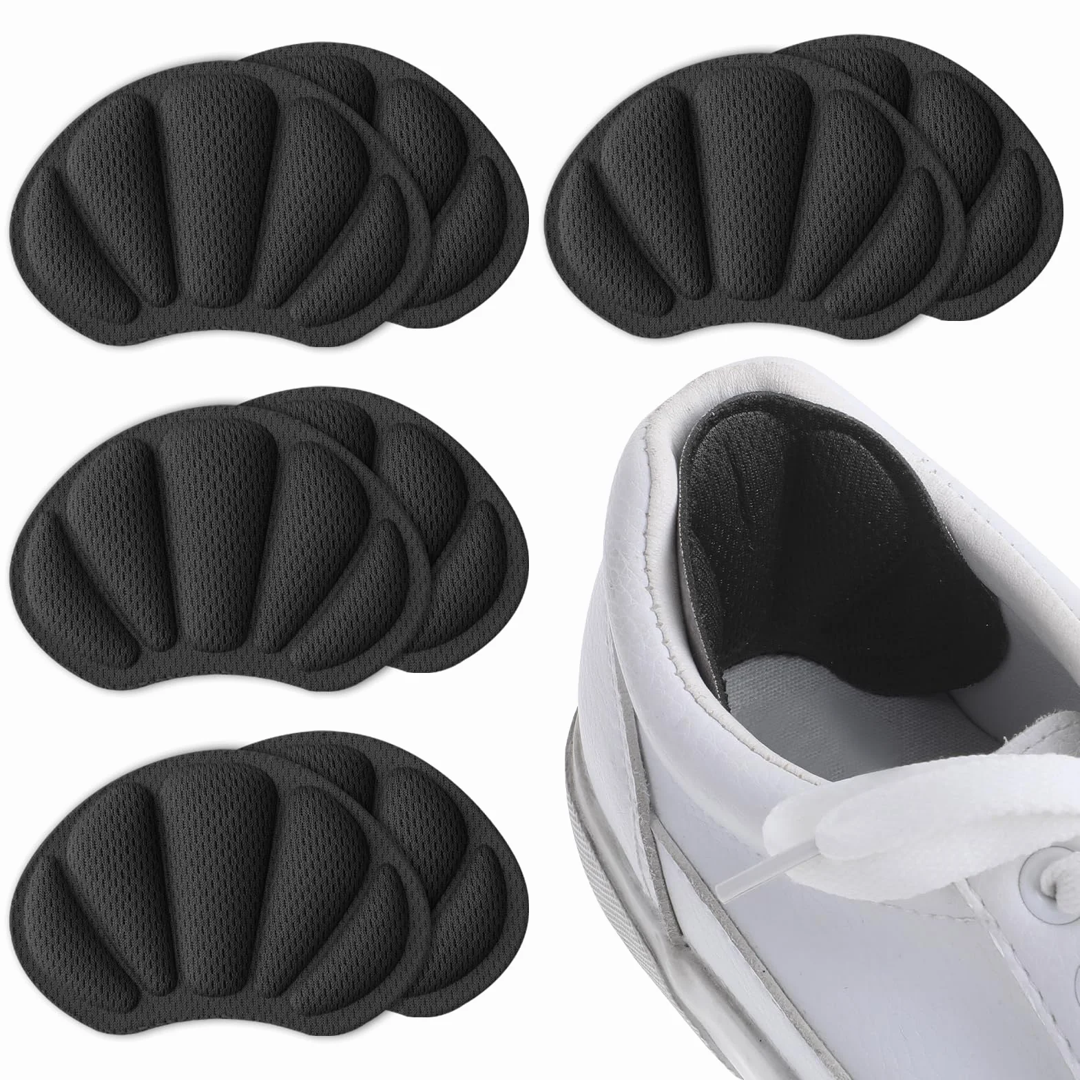 Molain 4 Pairs Heel Cushions Adhesive Inserts for Shoes, Anti Slip Blister Pads for Men Women (Black)