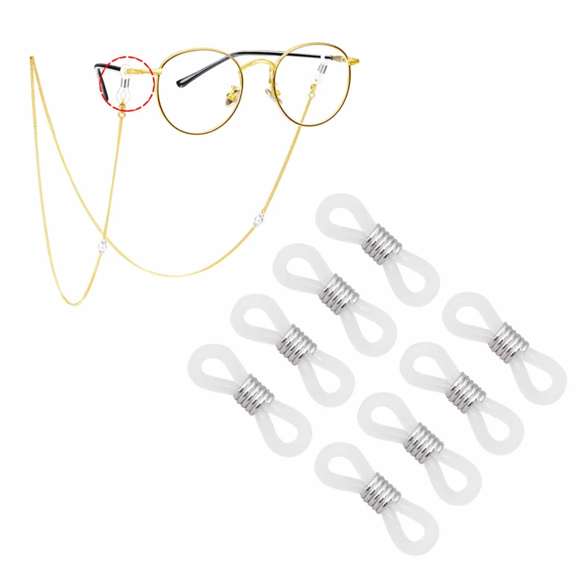 SUPVOX 100 Pezzi Anelli Regolabili Silicone Catena Antiscivolo Argento