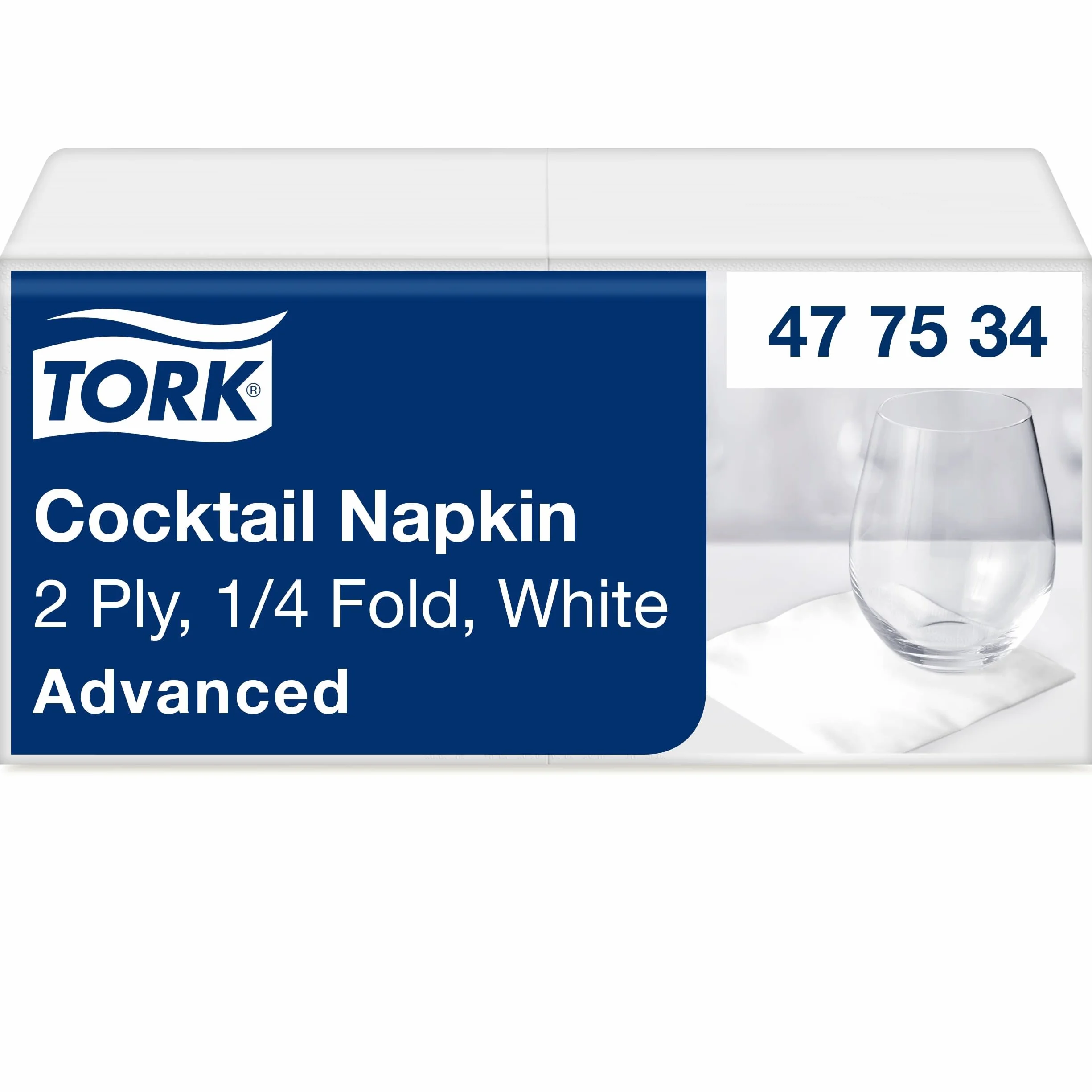 Tork Tovagliolo da cocktail bianco 2 strati 24 cm x 24 cm 200 pezzi