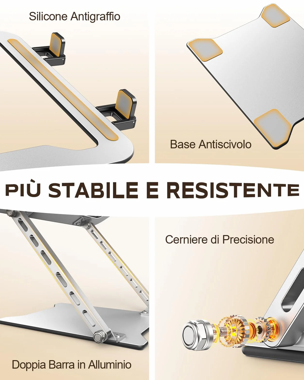 Babacom Ultra-Sottile Supporto PC Portatile, Altezza Regolabile Laptop Stand con Doppia Barra, Design Areato e Pieghevole, Ergonomico Supporto Laptop Compatibile con Portatili e Tablet (10-15.6")