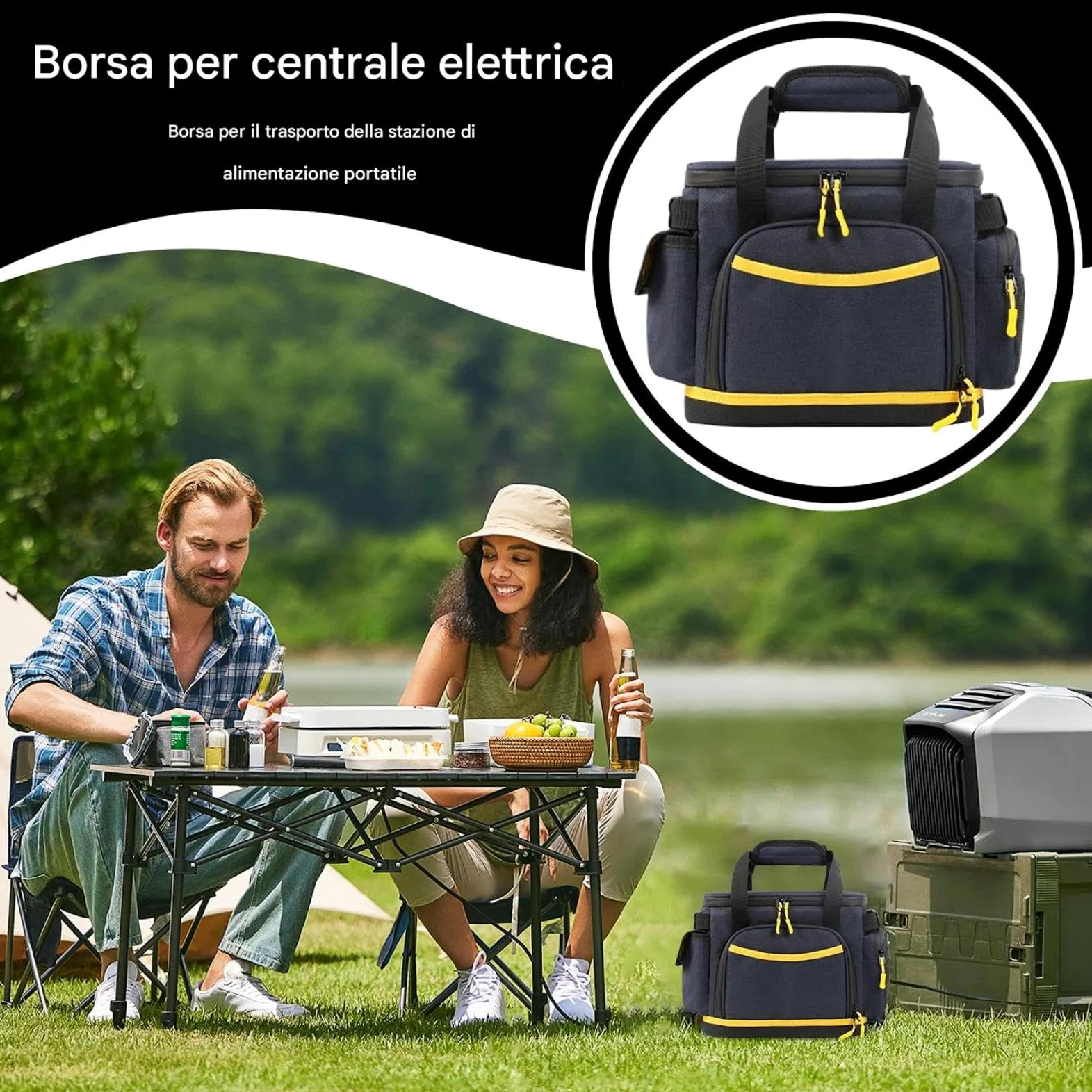 Borsa Portatile per Power Station Antistatico E Antiurto Con Tasche | Custodia Impermeabile Per Cavi Di Ricarica Organizer Portatile Porta In Tessuto Oxford Per Cavi Elettronici Da Viaggi