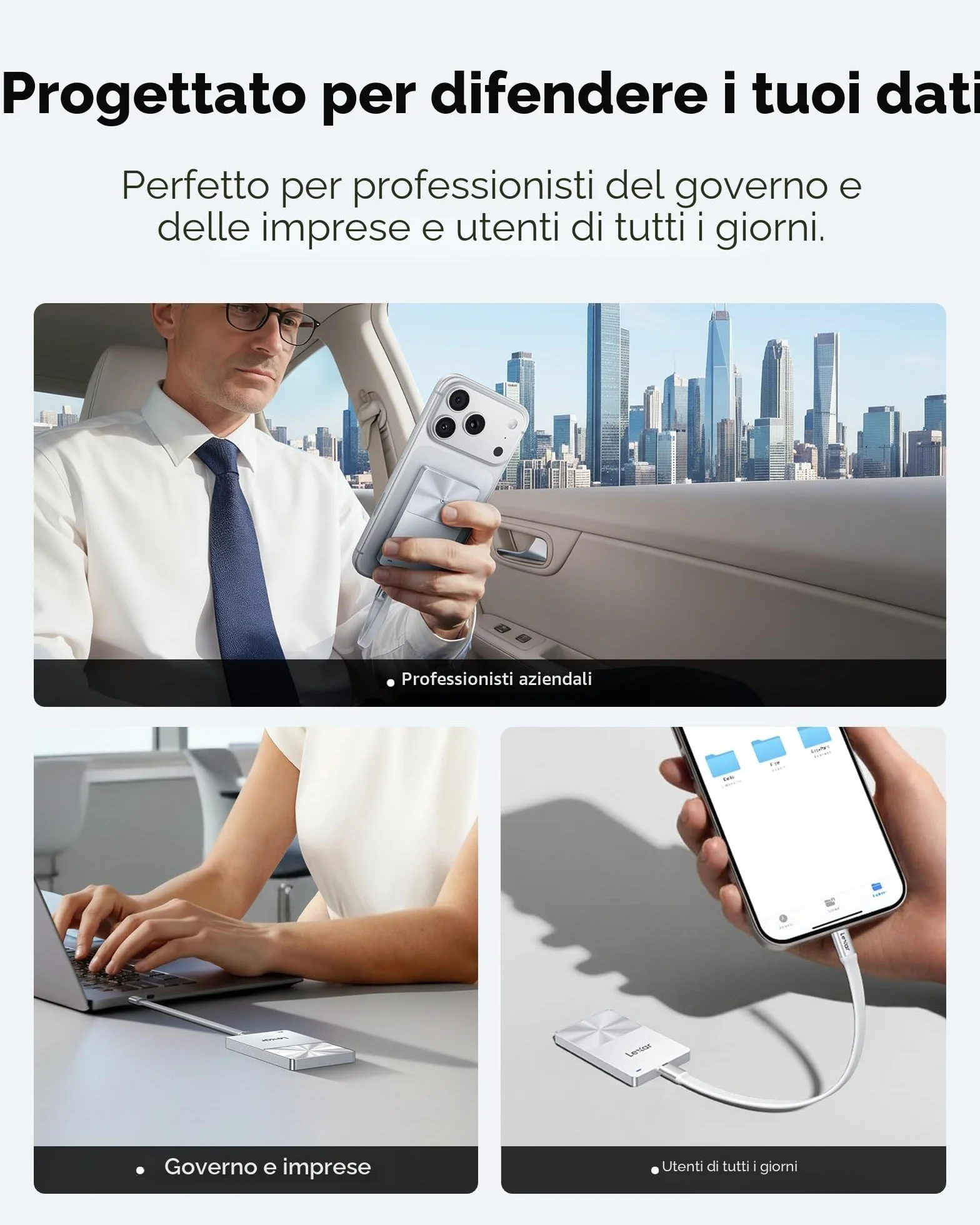 Lexar TouchLock Portatile SSD da 1TB con Autenticazione con Crittografia NFC One-Touch, Unità a Stato Solido Esterne USB 3.2 Gen2, Supporto SSD Magnetico per Telefono per iPhone 17/16, Tablet, PC