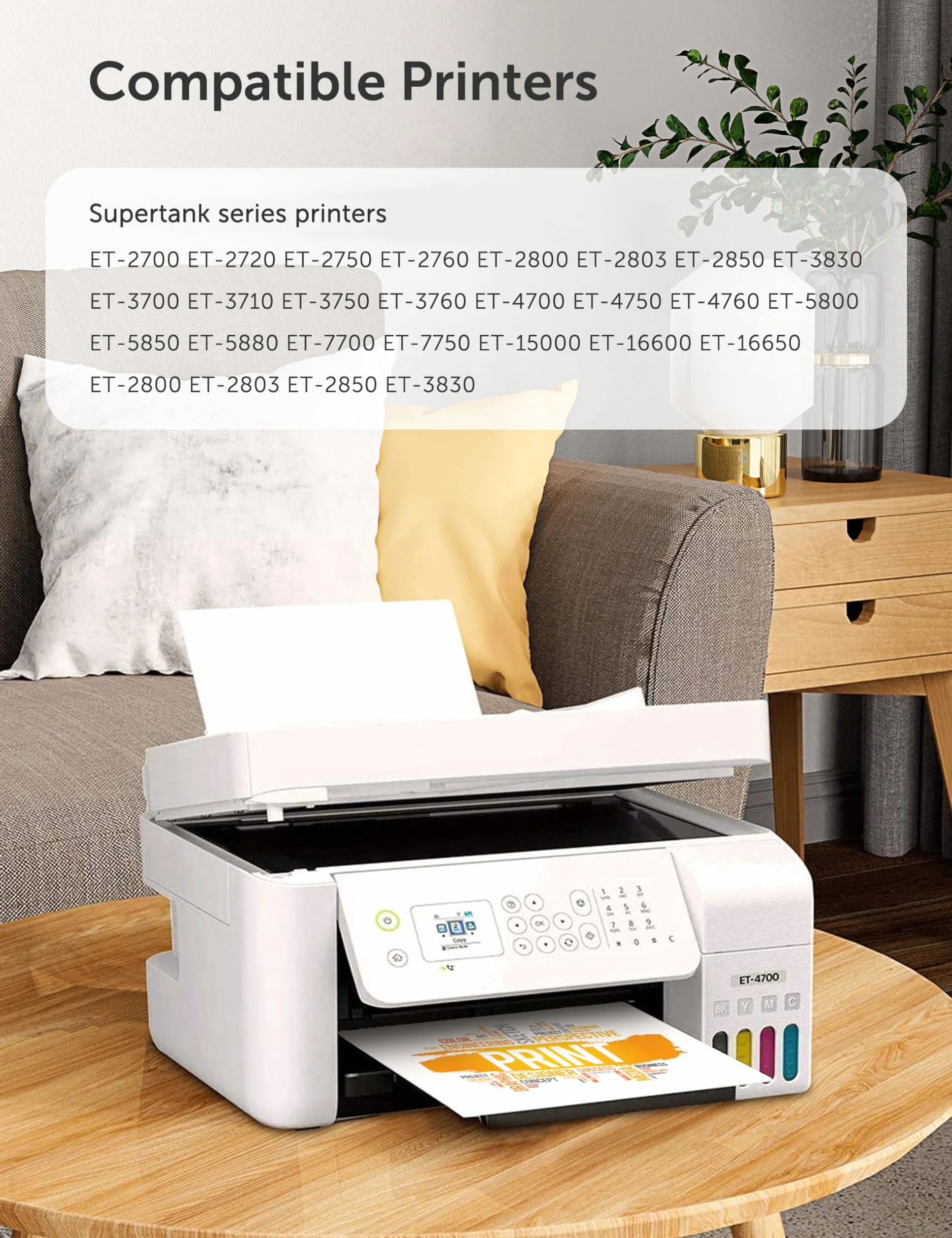 Hiipoo Bottiglie di inchiostro a sublimazione ricaricabili da 440 ml, compatibili con stampanti a getto d'inchiostro Epson ET2400, ET2720, ET2760, ET2750, ET4800, ET-2800, ET-2803, ET-2850, stampa a