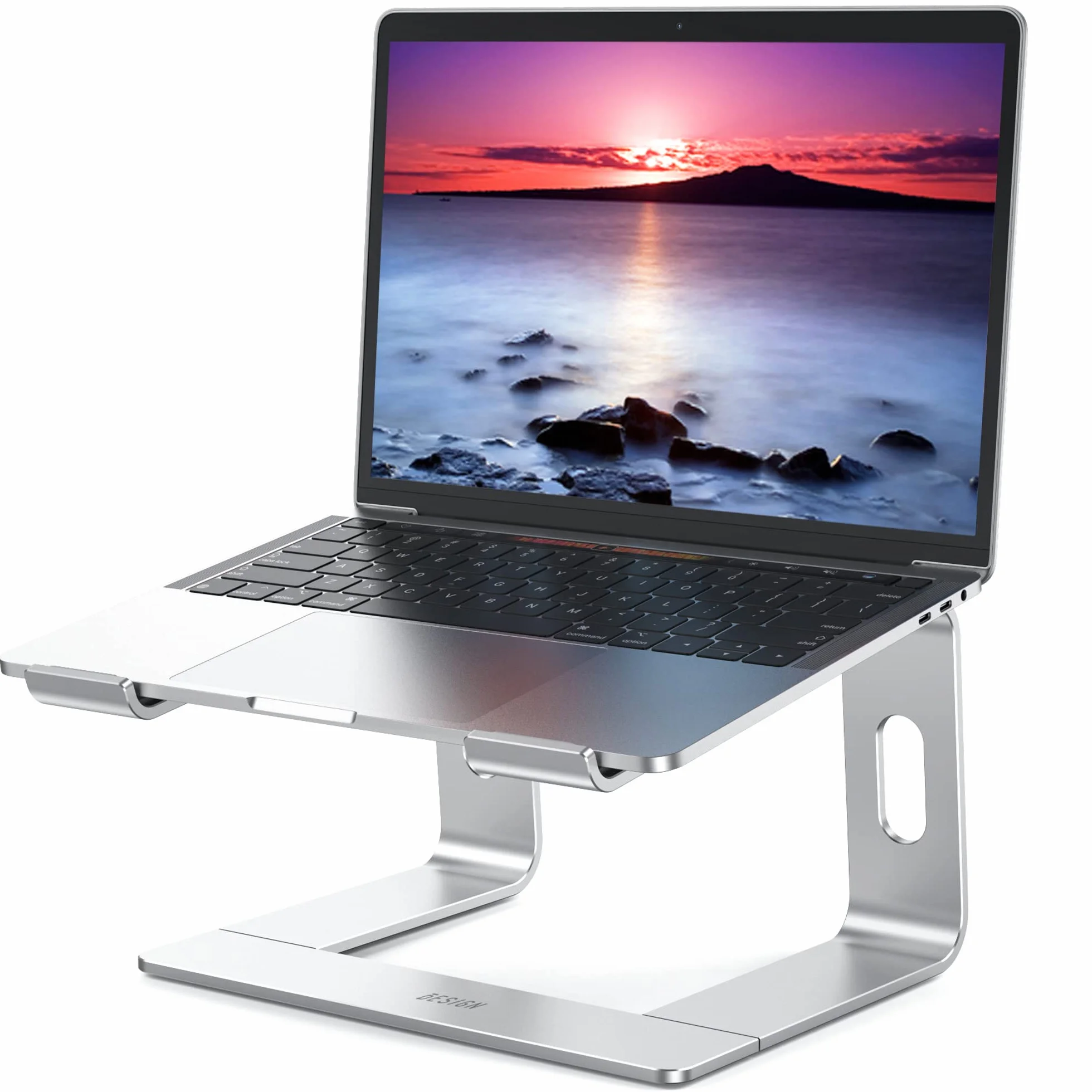 BESIGN LS03S Supporto PC Portatile, Supporto per Portatile Ergonomico in Alluminio, Supporto per Laptop Compatibile con Portatili da 10-15,6", Metallo Argento