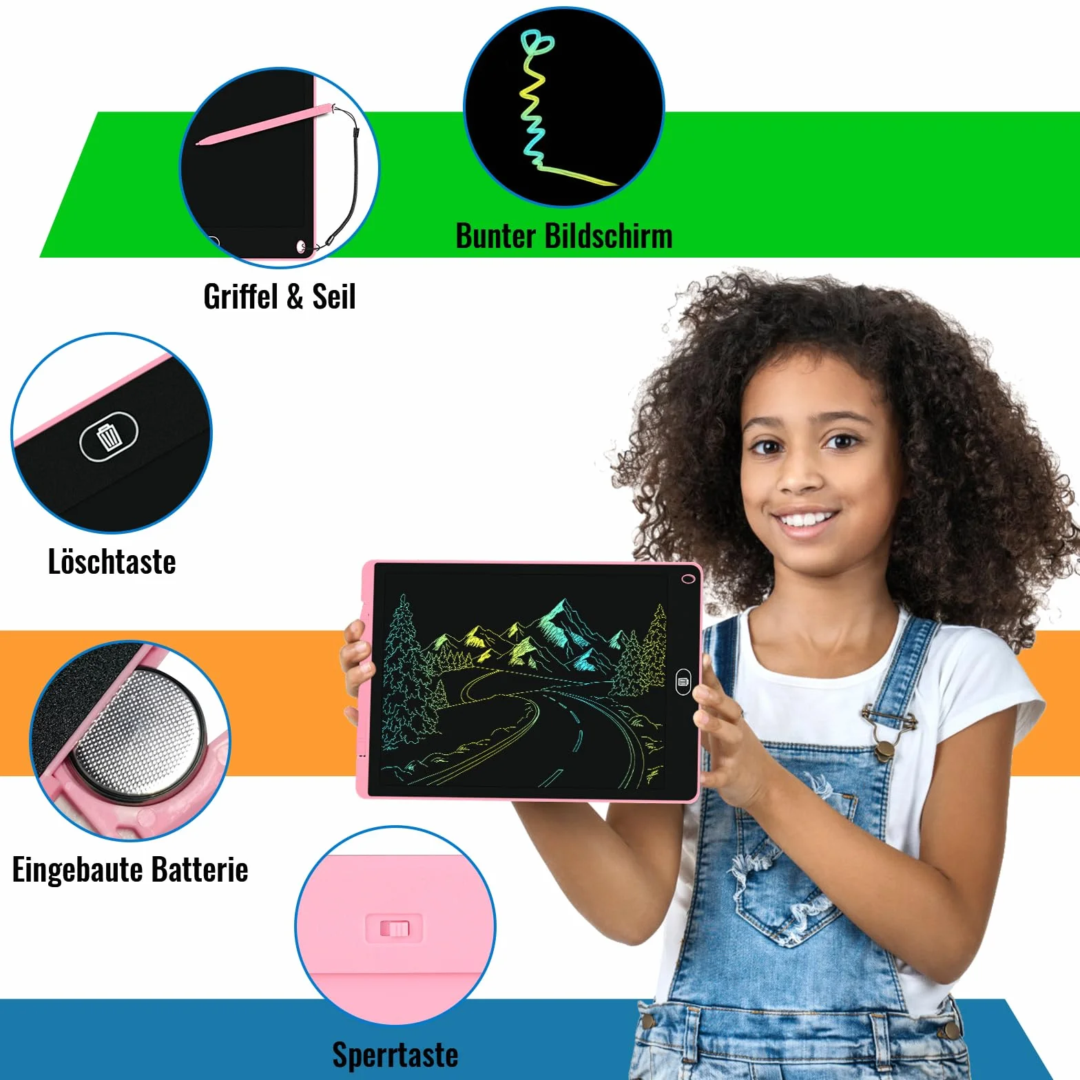Lavagnetta LCD colorata 12 pollici 2 confezioni cancellabile riutilizzabile blu rosa