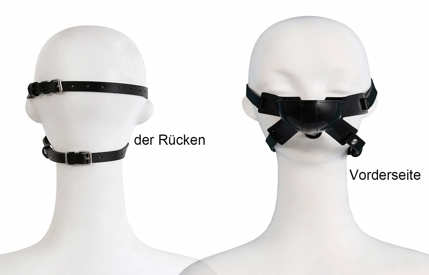Mordacchia per donna bondage nera per uso estremo, imbracatura e cappuccio sexy con manette