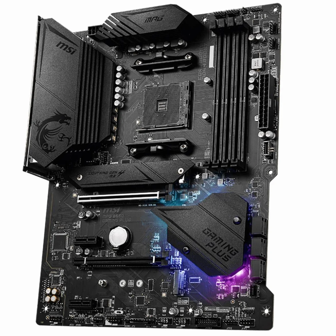MSI MPG B550 Gaming Plus Scheda Madre ATX - Processori AMD Ryzen di 3a Generazione, AM4, DDR4 Boost (4400MHz/OC), 1x PCIe 4.0/3.0 x16, 1x PCIe 3.0 x16, 1x M.2 Gen4 x4, 1x M.2 Gen 3x4