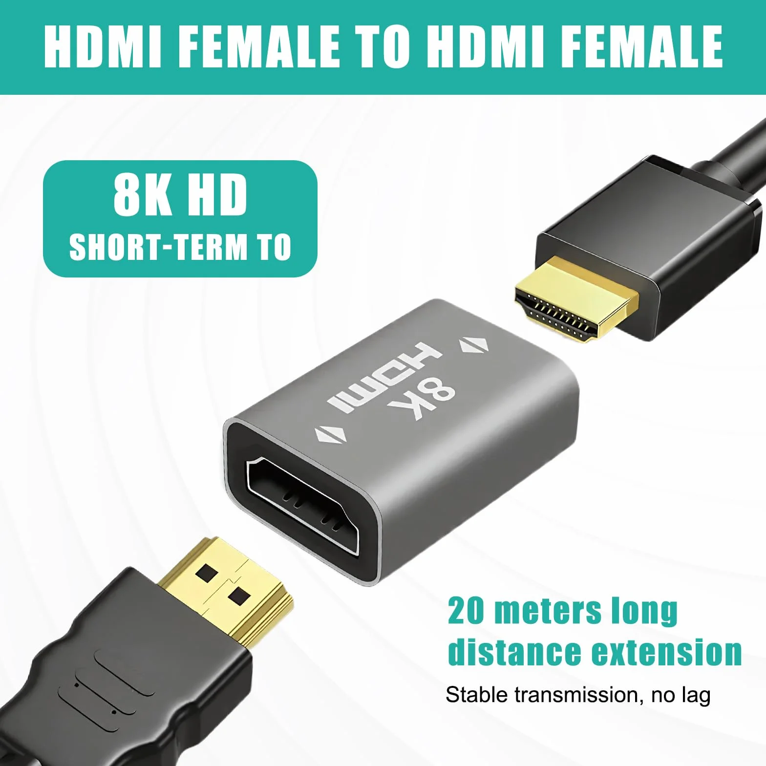 Set di 4 adattatori 8 K HDMI, connettore HDMI 2.1 femmina a femmina, da DP a HDMI, adattatore per DSLR, videocamera, laptop, tablet, HDTV, proiettore, fotocamera