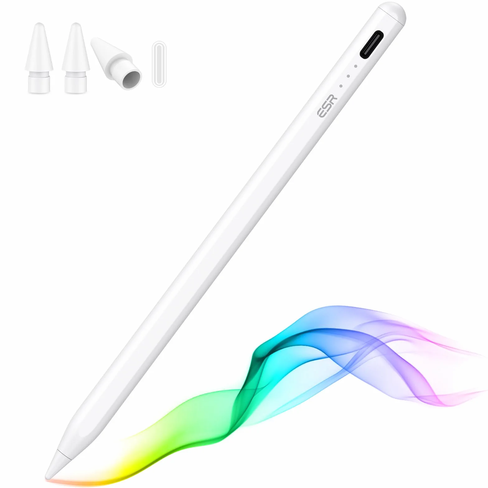 ESR Penna per iPad 2018-2025, Sensibilità all'inclinazione, Tecnologia Palm Rejection, Pencil Stilo per iPad 11th(A16)/10th Generation, Air 11"/13", Pro 11"/12.9"/13",Mini 6/5, Bianco