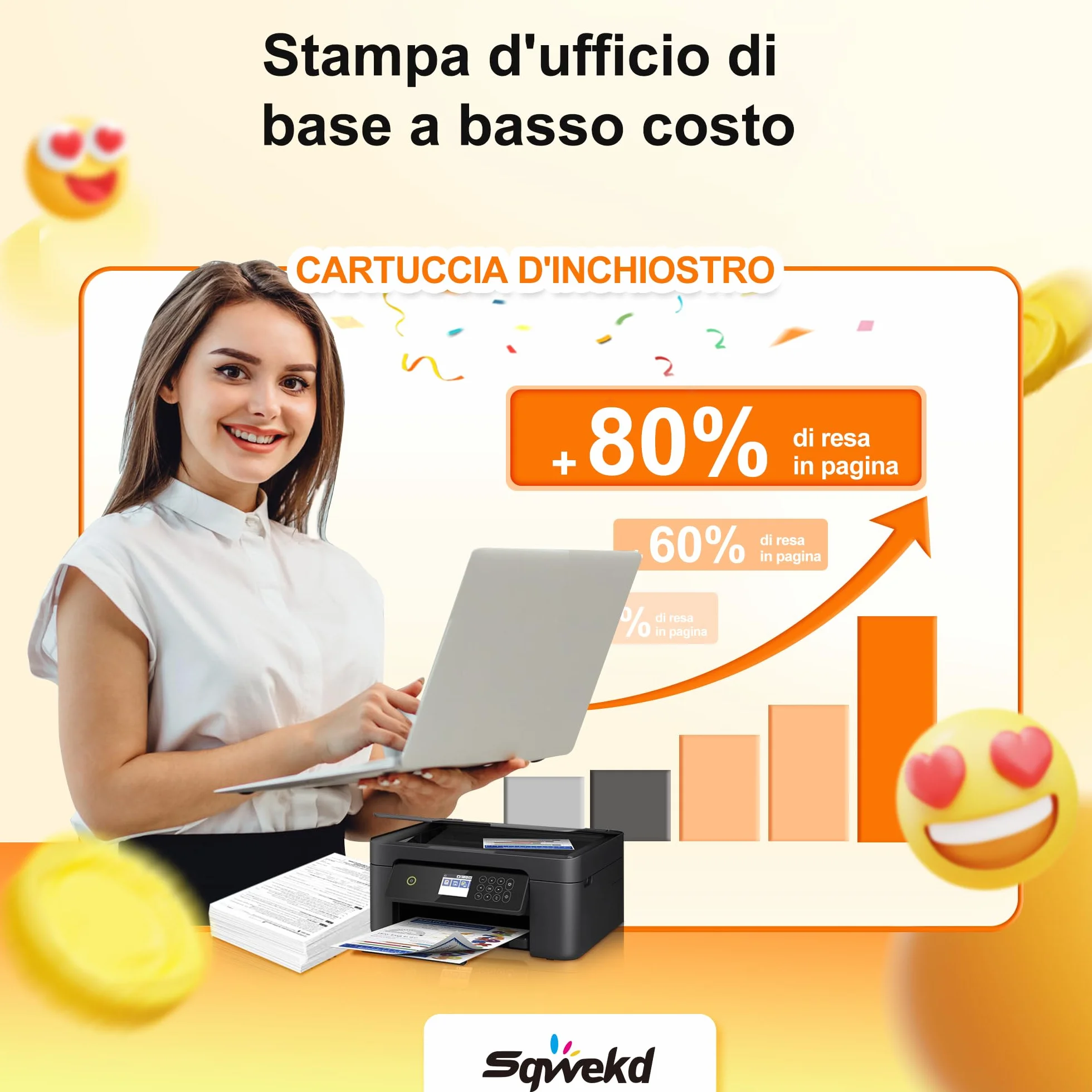 Sqwekd Cartucce d'inchiostro Compatibili per 604XL per Epson Expression Home XP-2200 XP-2205 XP-3200 XP-3205 XP-4200 XP-4205 per Workforce WF-2910DWF WF-2930DWF WF-2935DWF WF-2950DWF (4 Pack)