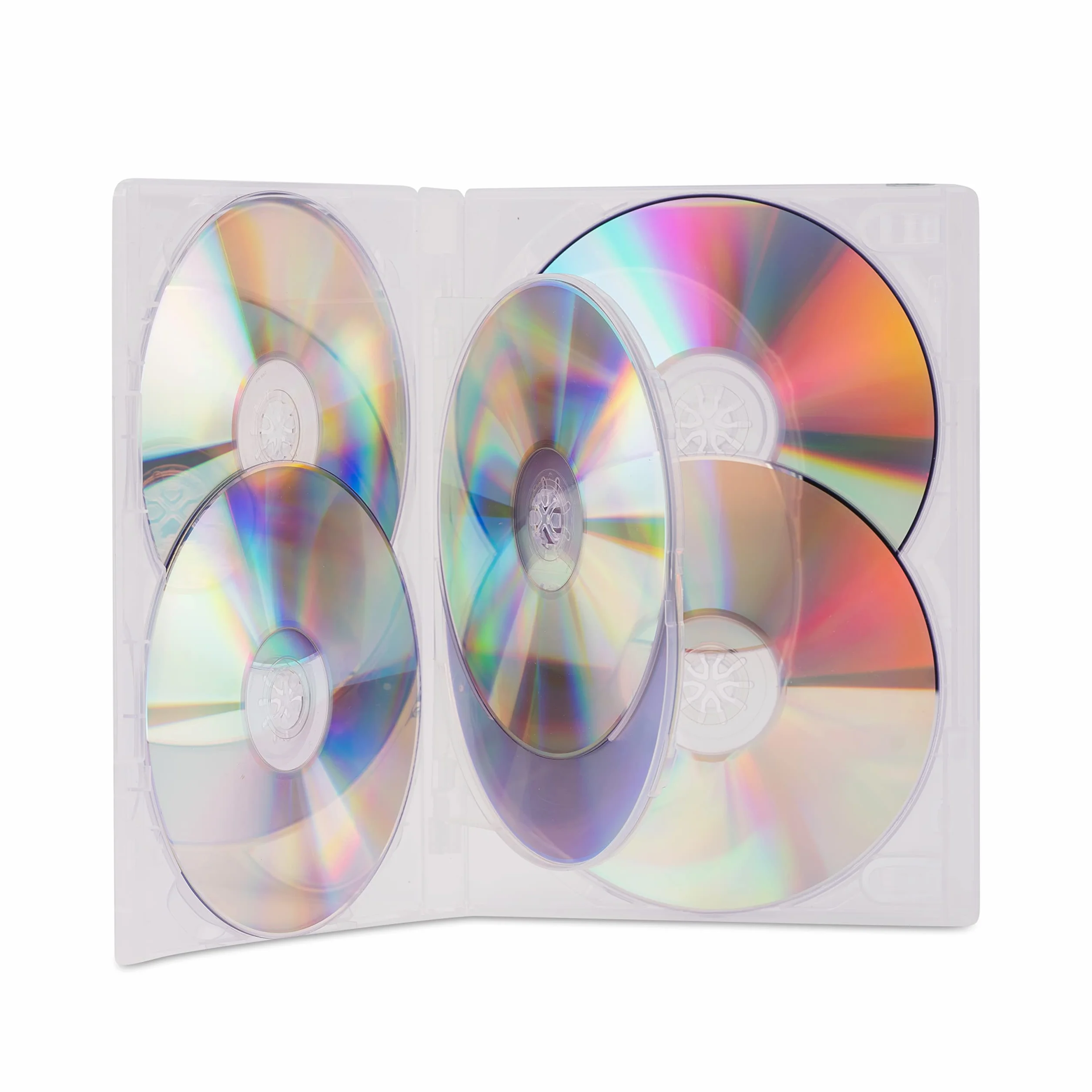10 x Amaray - Custodia per Dvd Multi 6, 6 Scomparti, Trasparente, per Contenere 6 Dischi, Confezione da 10