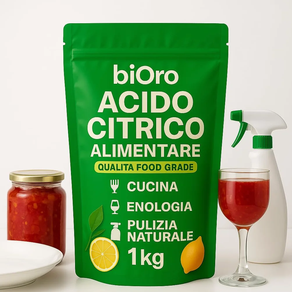 ACIDO CITRICO ALIMENTARE 1 kg BiOro 100% Puro Food Grade Detergente Disincrostante naturale