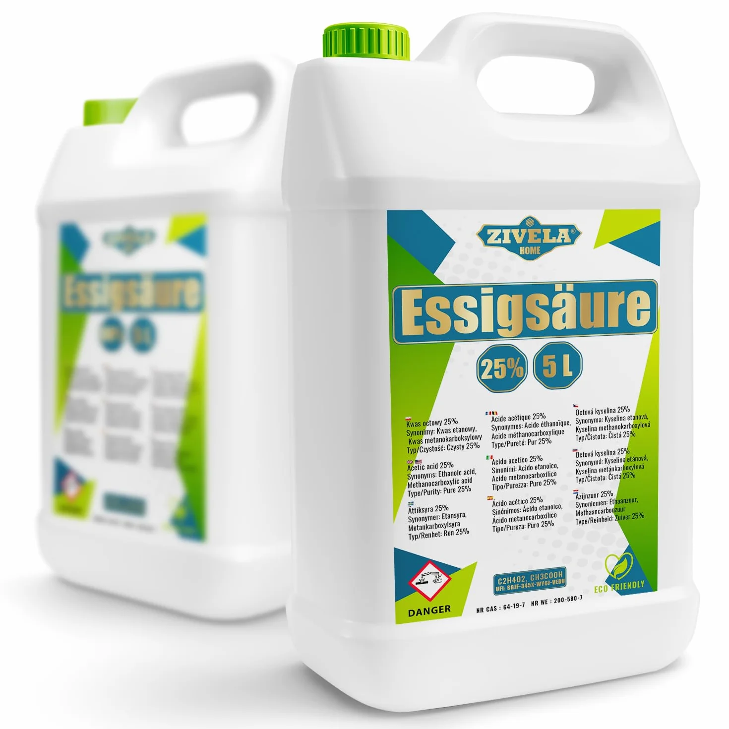 Acido acetico 25% 10 l qualità alimentare Made in Europe 2 x 5 l