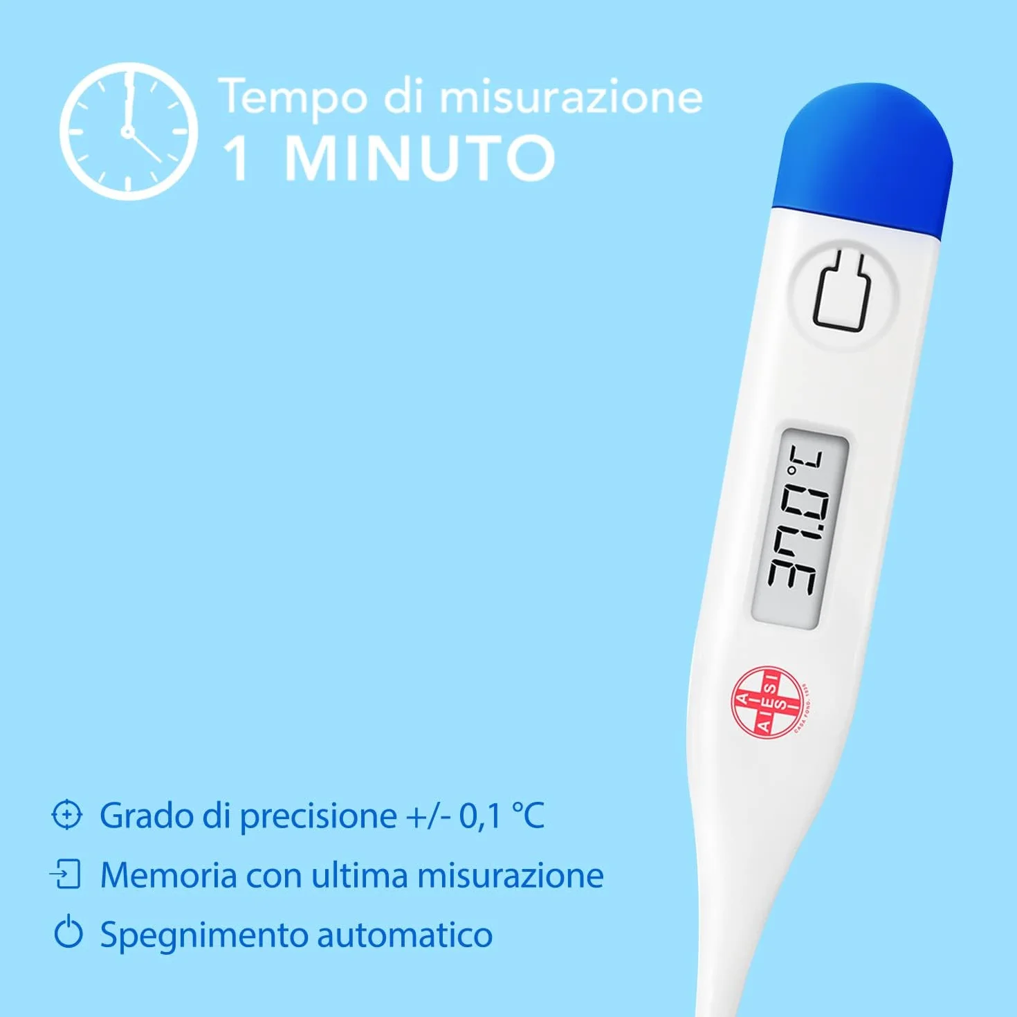 Termometro Digitale Professionale DIGITHERM per febbre adulti bambini 1 minuto Garanzia Italia 24 mesi